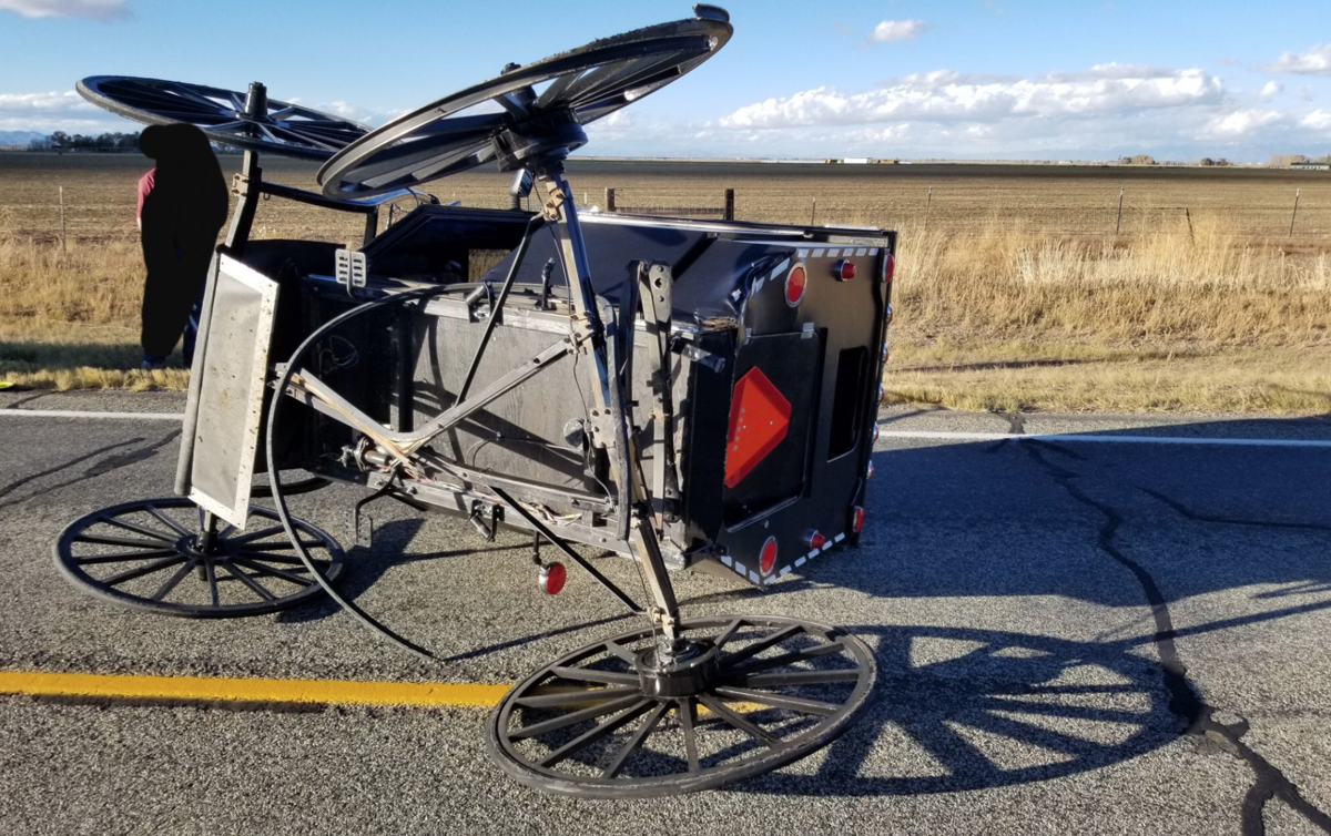 Horse and buggy hit by pickup truck on rural Colorado highway