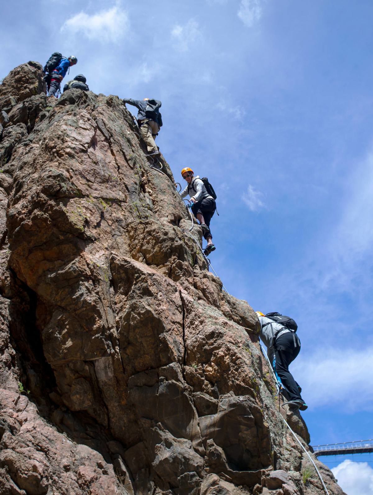 Cliffside climbs and narrow bridges on the Royal Gorge Via Ferrata