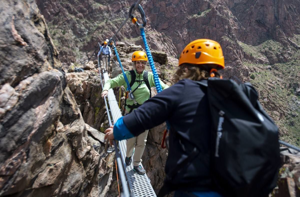 Cliffside climbs and narrow bridges on the Royal Gorge Via Ferrata