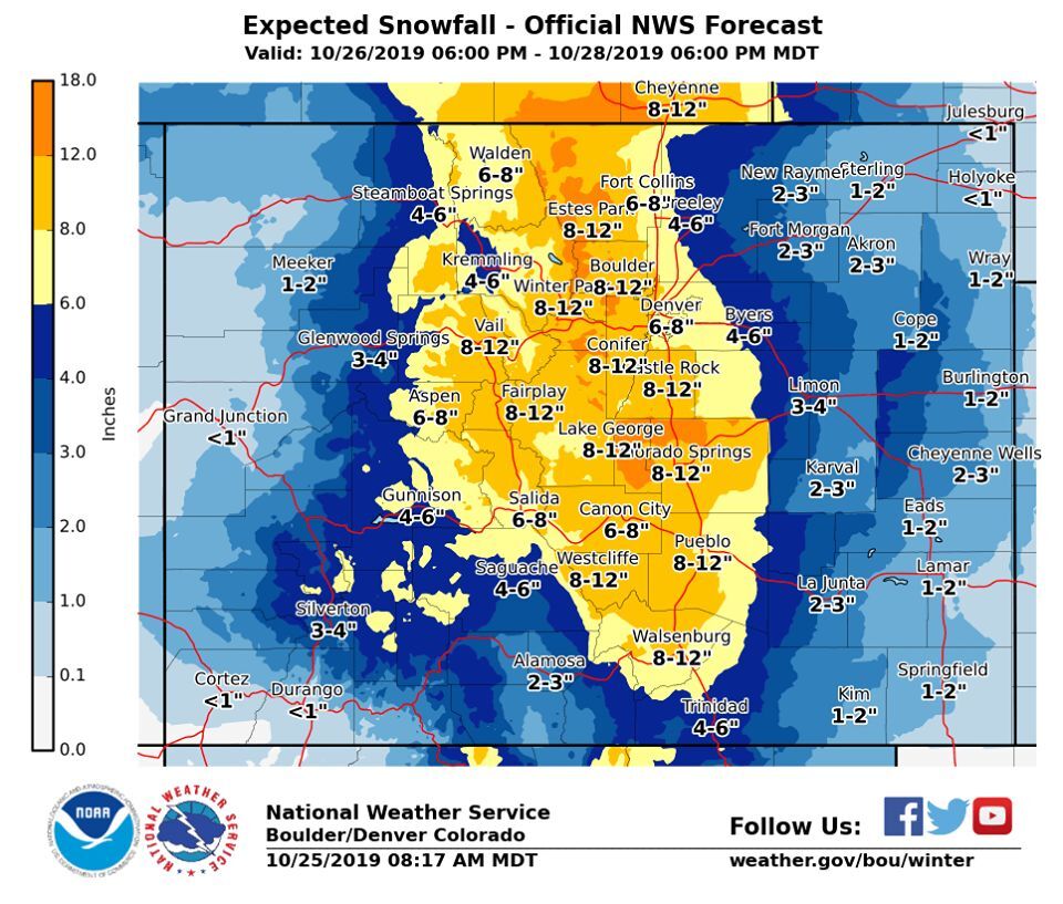 12 inches of snow to hit Colorado cities earlier than expected this weekend