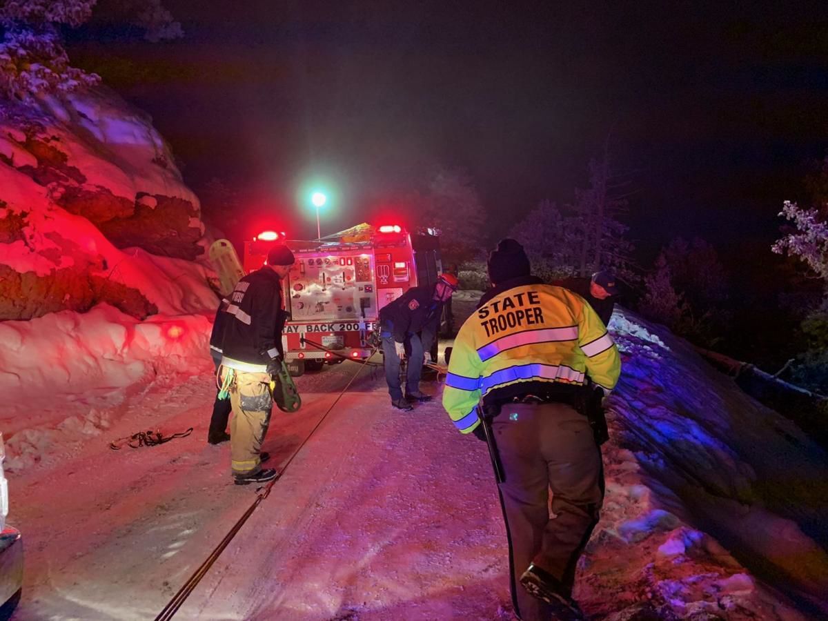 6 rescued after car plunges 150 feet off snowy road in Colorado