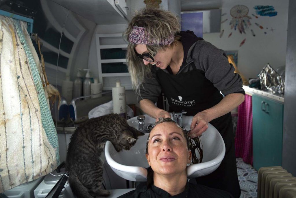 In Larkspur, a mobile hair salon — inside a vintage Airstream — sticks out