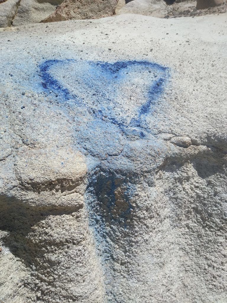 Graffiti was spotted on the rocks at the Paint Mines Interpretive Park earlier this week. Photo Credit: Tina Travis via Facebook
