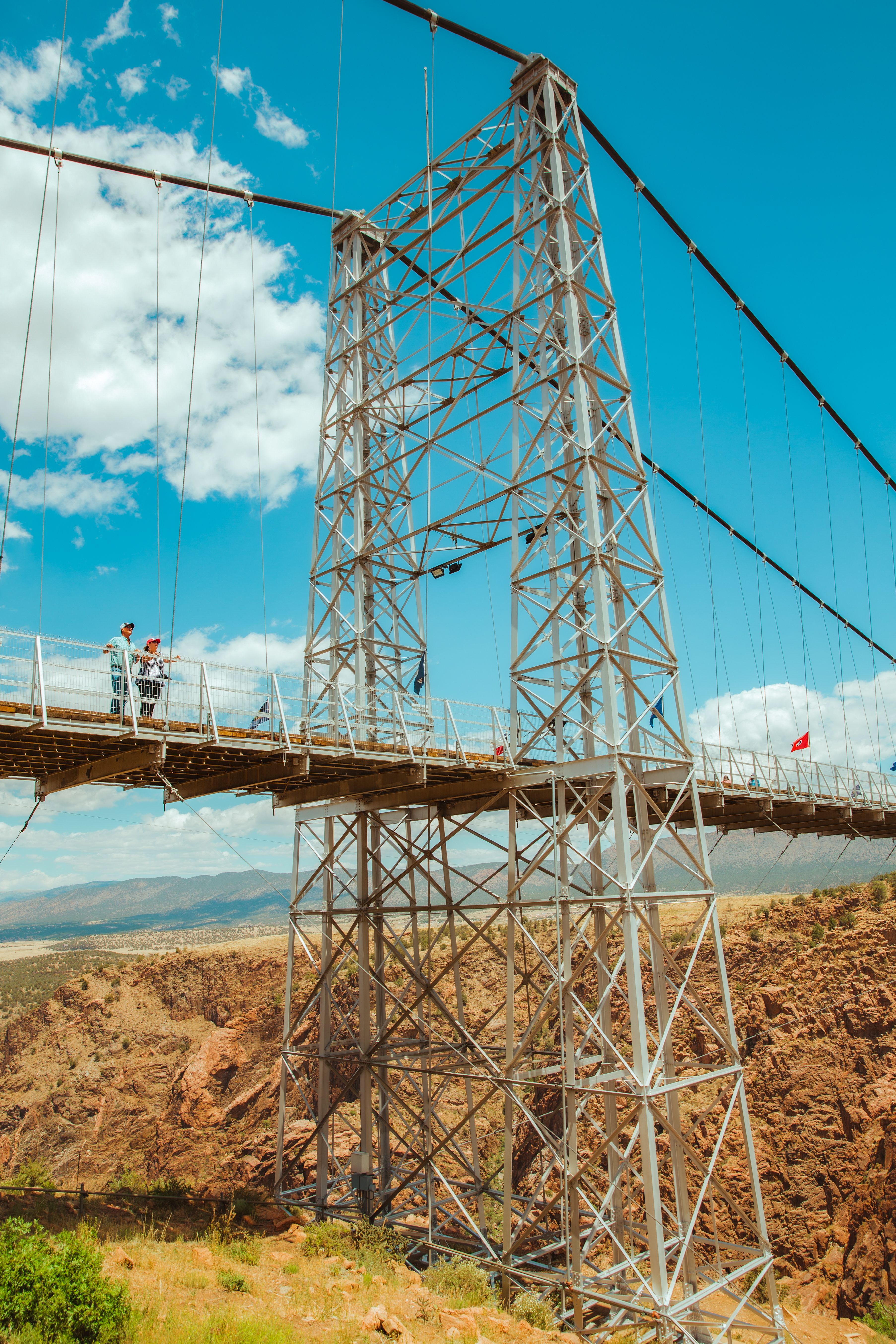 Customers look over the Royal Gorge Bridge to the Arkansas River. (Courtesy Royal Gorge Bridge & Park)