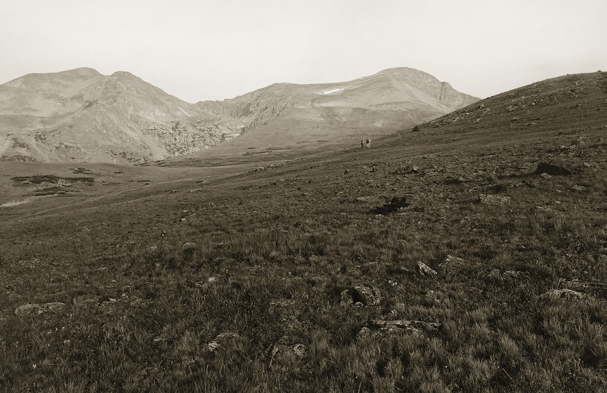 Hikers along the tundra to James Peak, as captured by Mark James. The distant descendant of Edwin James has been using a pinhole camera to capture Colorado’s landscapes in a “timeless” manner, similar to early photographers of the region. Photo by Mark James