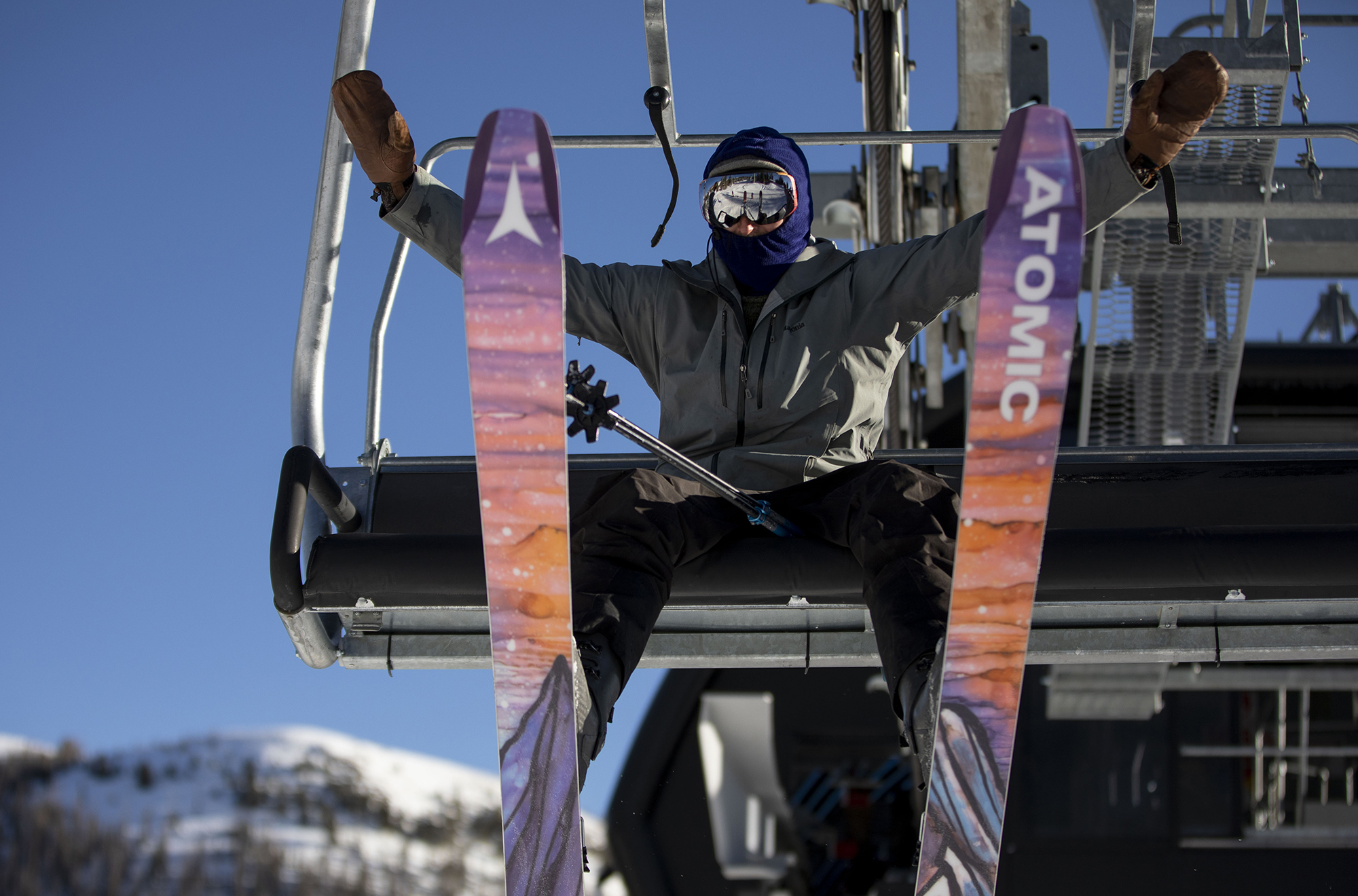 A skier rides the Treasure ski lift at Wolf Creek Ski Area in Colorado on Wednesday, Oct. 28, 2020. Wolf Creek is the first ski area in Colorado to open for the 2020-21 season, with a snow total of 24 inches. Treasure, Bonanza and Nova lifts are in full operation. Due to COVID-19, all indoor facilities are closed, excluding bathrooms, social distancing and wearing of masks are required. (Chancey Bush/ The Gazette) (Chancey Bush The Gazette)