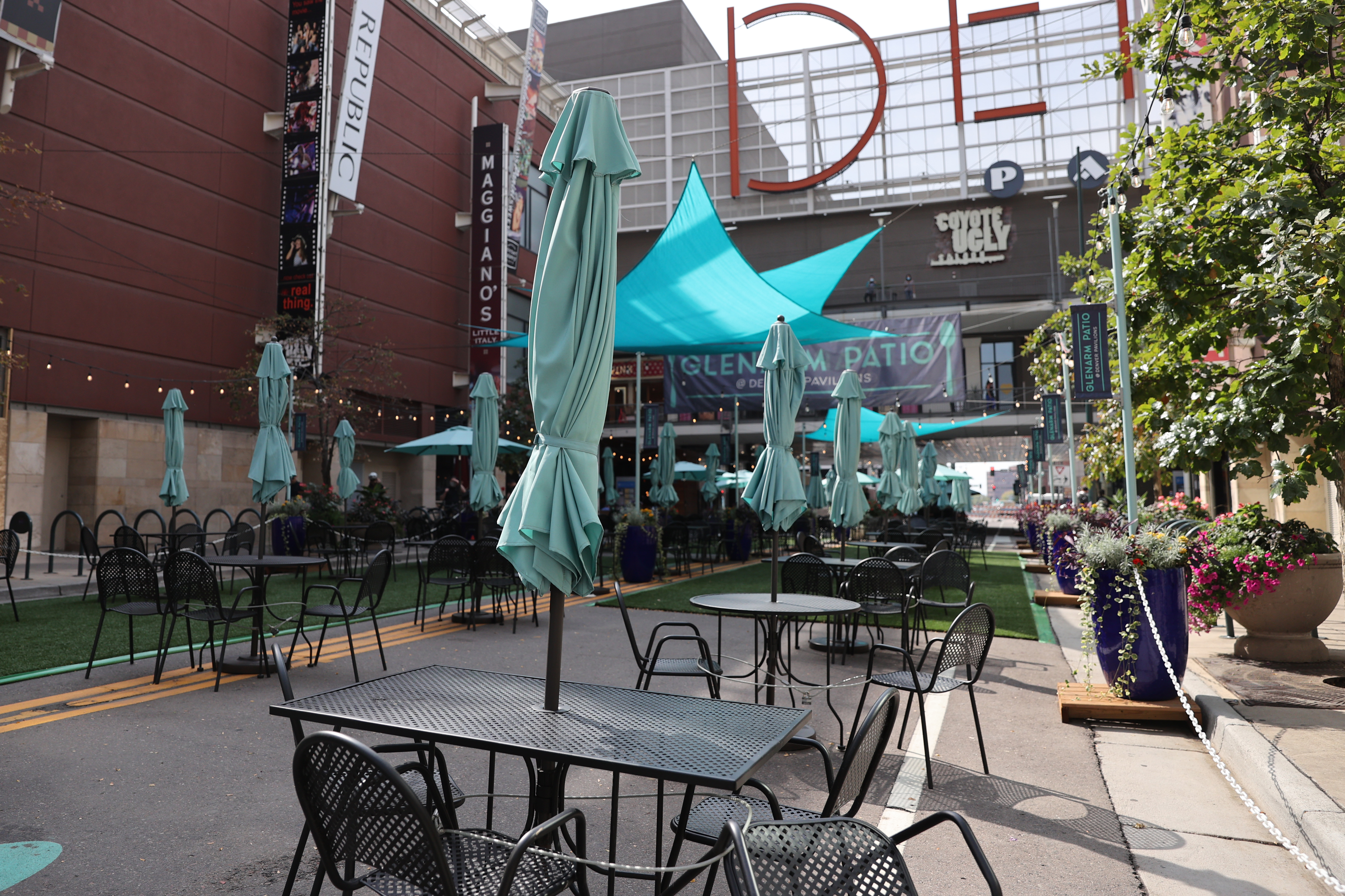 An outdoor dining area on 16th Street Mall in Denver is vacant on Oct. 2, 2020. Many restaurants on the mall have expanded their seating to include outdoor areas to allow for social distancing amid the COVID-19 pandemic.(Forrest Czarnecki/The Denver Gazette) (Forrest Czarnecki)