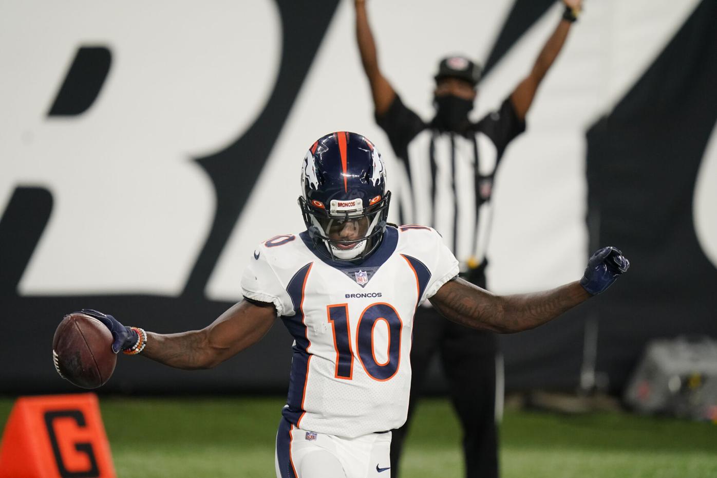 Broncos practice report Nov. 12: Jerry Jeudy returns after shoulder contusion, Demar Dotson remains questionable for Sunday