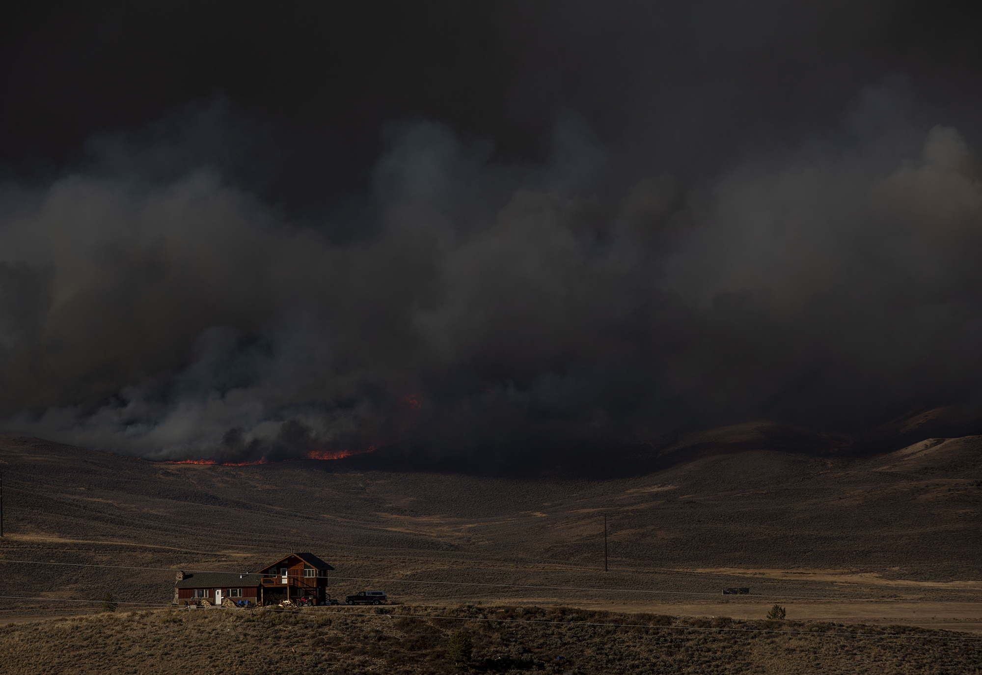 The East Troublesome fire burns along the ridge near Granby, Colo., in Grand County on Thursday, Oct. 22, 2020. The East Troublesome fire has grown to be the second-largest wildfire in Colorado history. (Chancey Bush/ The Gazette) (Chancey Bush The Gazette)