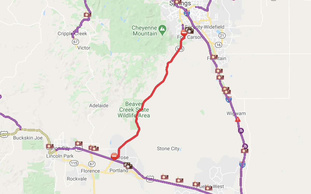 Highway 115 closed for fire