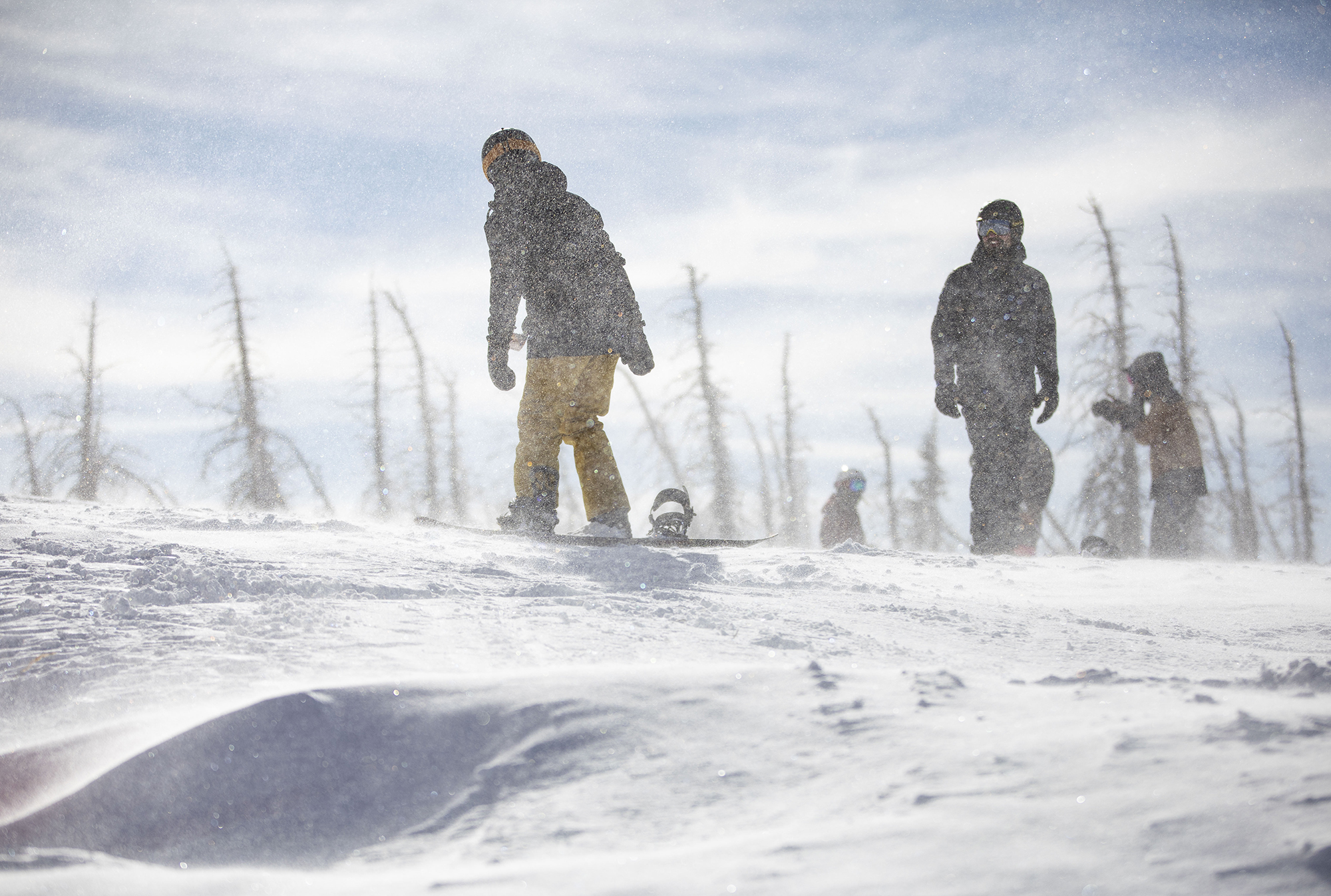 The wind blows snow at the top of the Treasure ski lift at Wolf Creek Ski Area in Colorado on Wednesday, Oct. 28, 2020. Wolf Creek is the first ski area in Colorado to open for the 2020-21 season, with a snow total of 24 inches. Treasure, Bonanza and Nova lifts are in full operation. Due to COVID-19, all indoor facilities are closed, excluding bathrooms, social distancing and wearing of masks are required. (Chancey Bush/ The Gazette) (Chancey Bush The Gazette)