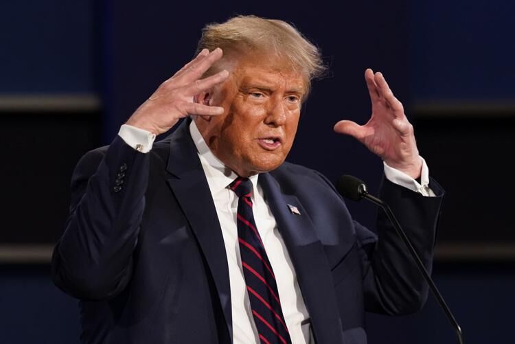 President Donald Trump gestures while speaking during the first presidential debate Tuesday, Sept. 29, 2020, at Case Western University and Cleveland Clinic, in Cleveland, Ohio. (Patrick Semansky, Associated Press file)