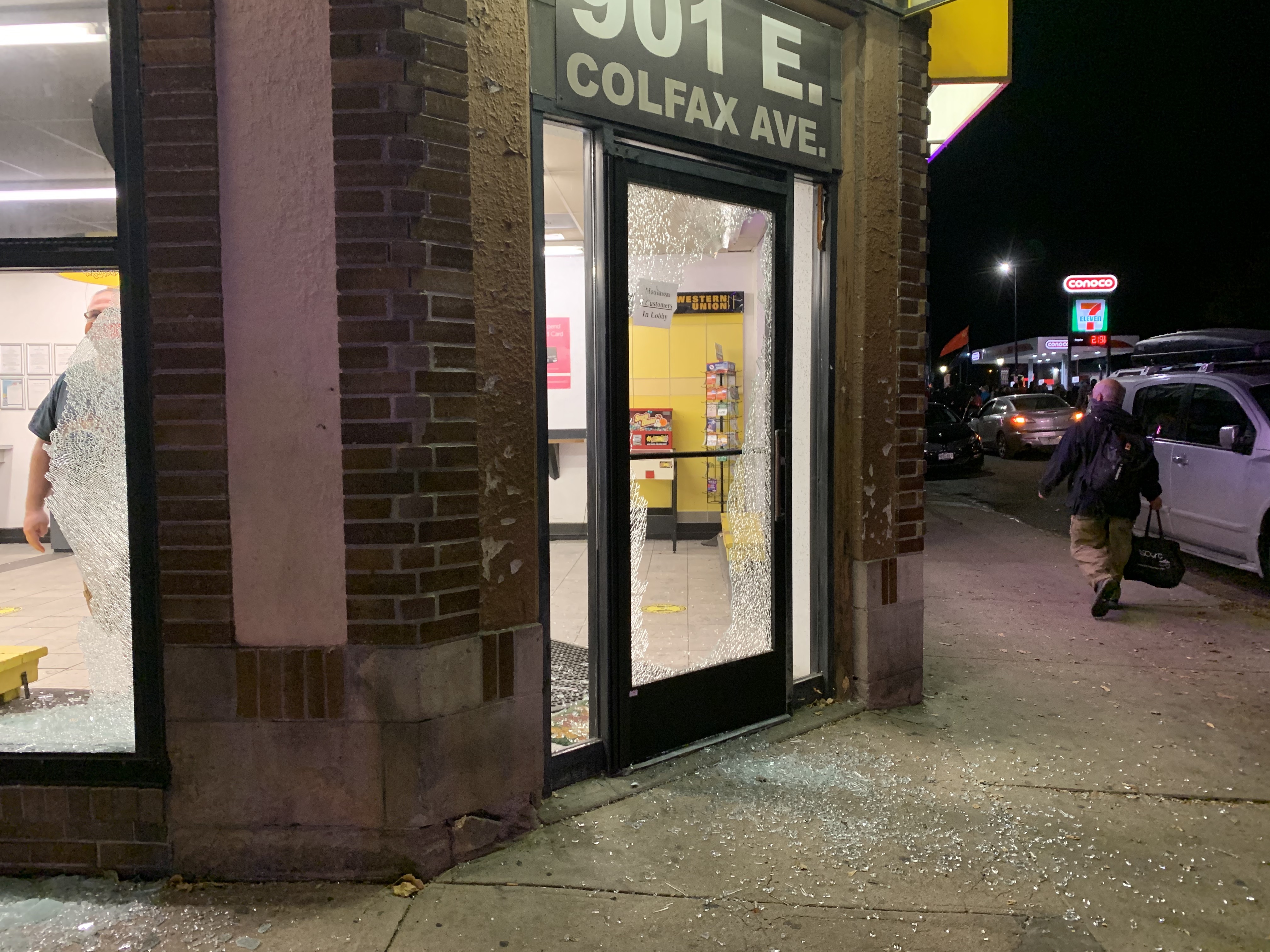 Western Credit Union had it's door and window smashed in by a rock during Wednesday evenings protest (DavidMullenBreaking News Reporterdavid.mullen@gazette.comhttps://secure.gravatar.com/avatar/349fcb3ec304c9bbf2b50a05578938e7?d=mm&r=g)
