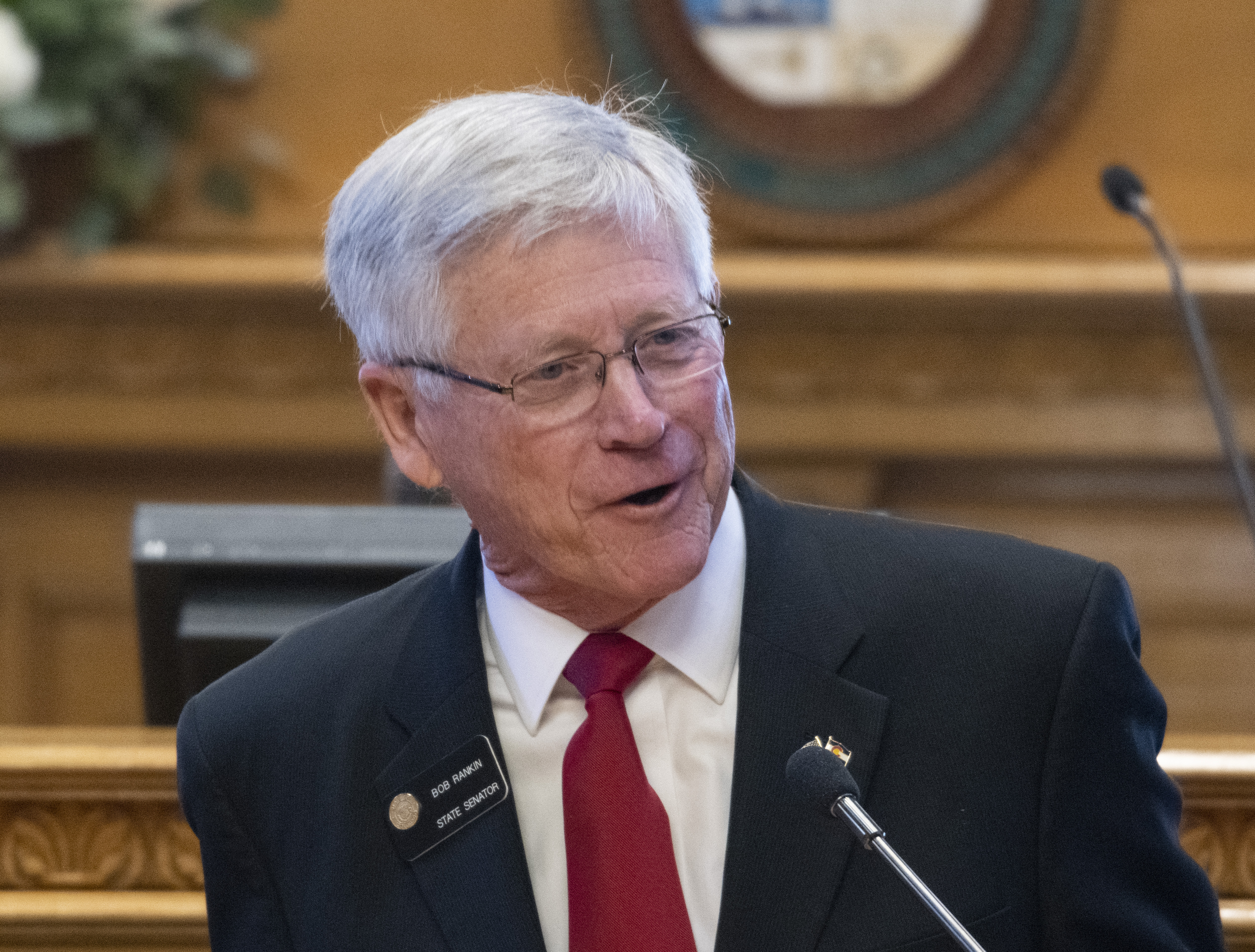 Photo by Andy Colwell for Colorado Politics Colorado state Sen. Bob Rankin, R-Carbondale, addresses a joint session of the House and Senate on Wednesday, Jan. 8, 2020, the first day of the legislative session. (Photo by Andy Colwell for Colorado Politics)