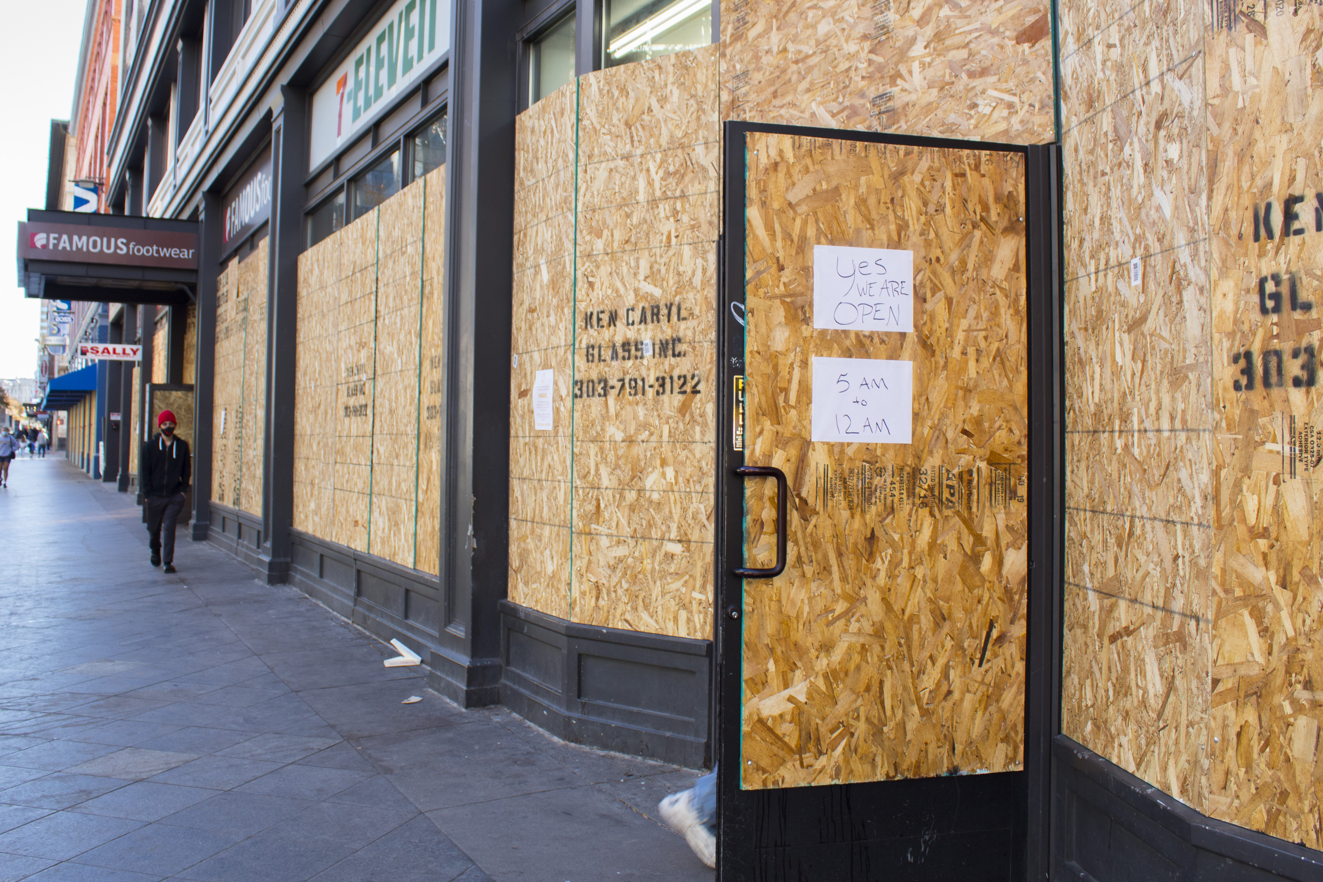 Storefronts in the 16th Street Mall are boarded up along the length of the block on Monday, Nov. 2 in preparation for Election Day. (Hannah Metzger) (hannah.metzger@gazette.comhttps://secure.gravatar.com/avatar/ab755d481c23353a8e65af50db4c03b9?d=mm&r=g)