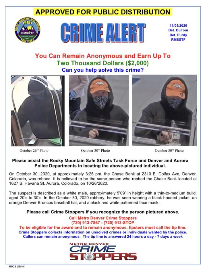 Authorities searching for man accused of multiple bank robberies