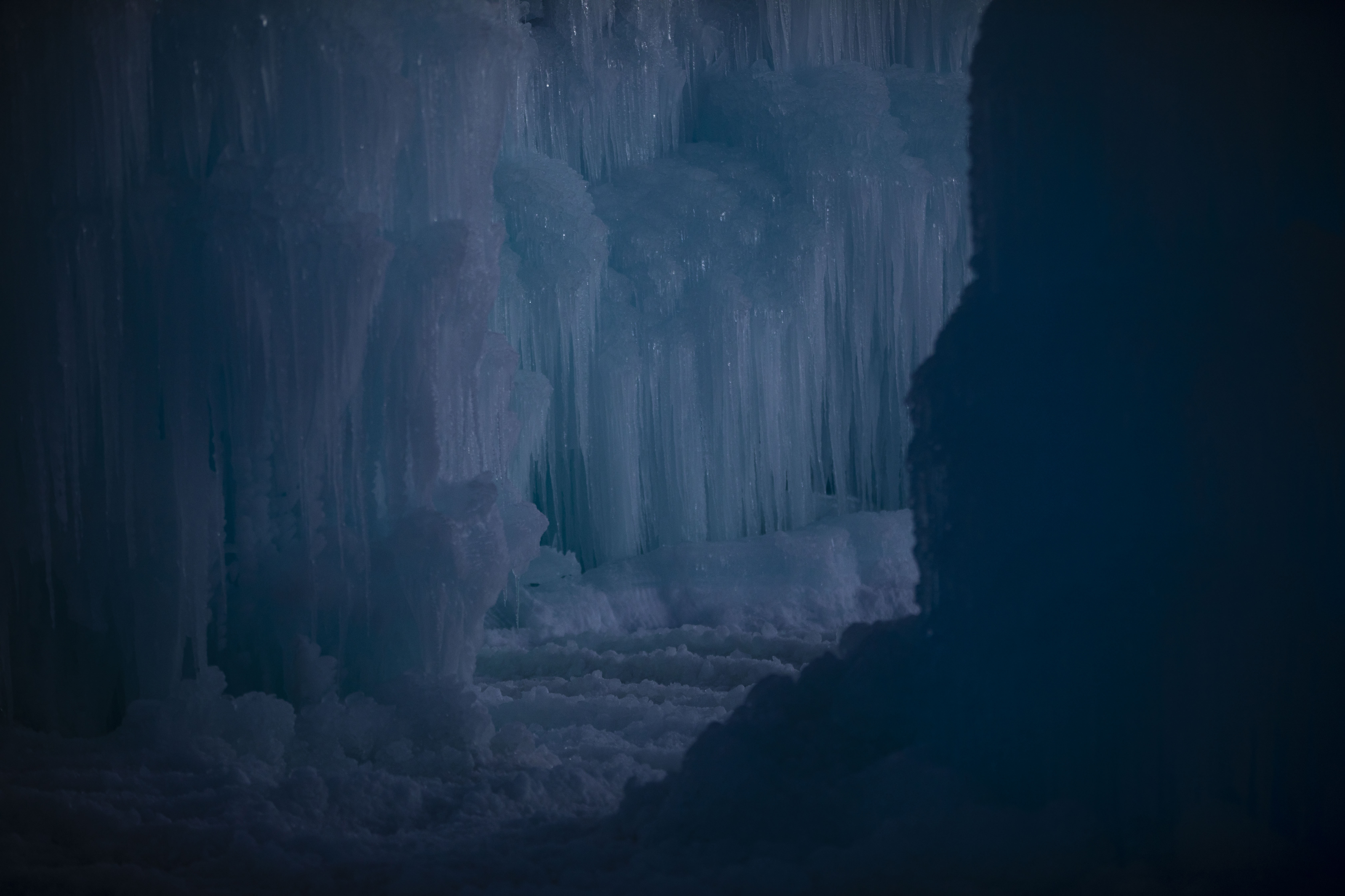 The Dillon Ice Castles are taking shape in Dillon, Colo., on Wednesday, Dec. 9, 2020. Ice artisans spend around six weeks placing up to 10,000 icicles each day to create the life-size winter fairytale built entirely from ice.The Ice Castles return for the fourth year with limited capacity due to the COVID-19 pandemic. The Ice Castles are expected to open around Christmas. (Chancey Bush/ The Gazette) (Chancey Bush/ The Gazette)