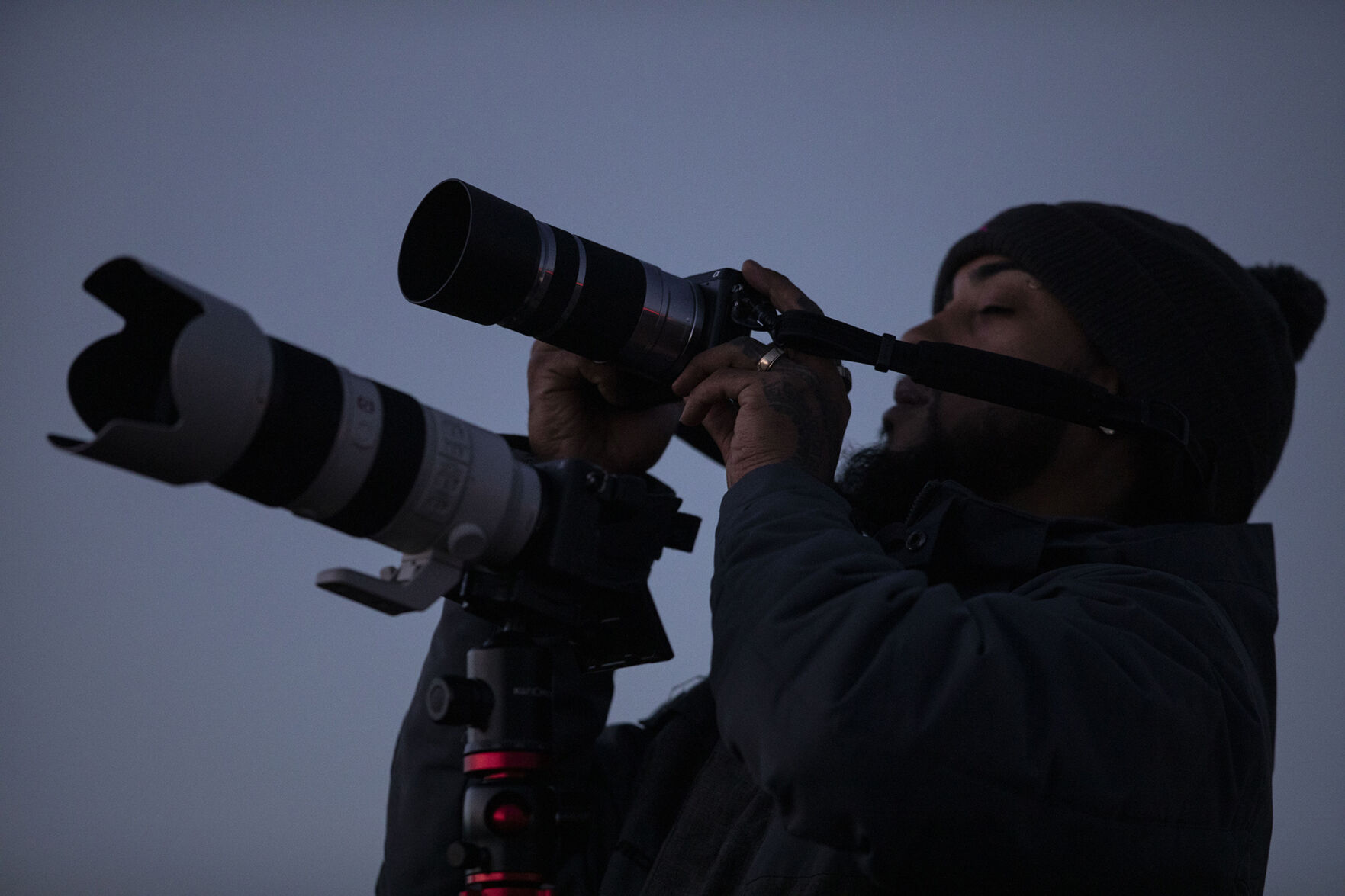 Jettzel Felix photographs the ‘Great’ Conjunction of Jupiter and Saturn at the Garden of the Gods Park in Colorado Springs on Monday, Dec. 21, 2020. According to NASA's website, it has been nearly 400 years since the planets passed this close to each other and nearly 800 years since the alignment of Saturn and Jupiter occurred during the night. The last conjunction happened during the day 400 years ago and was not visible. (Chancey Bush/ The Gazette) (Chancey Bush/ The Gazette)