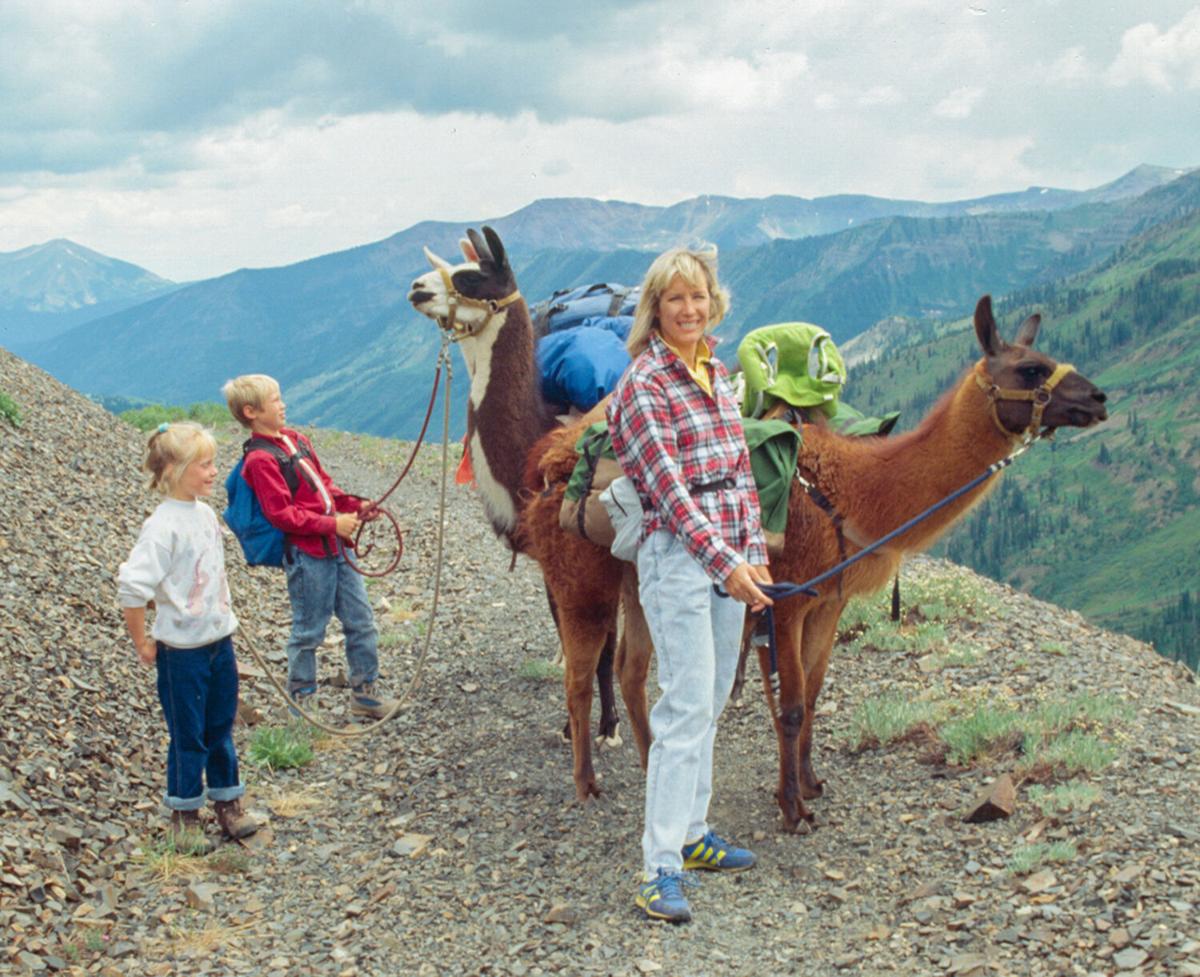 Fielder: Ashley, JT, Gigi and Pogo and Tommie the llamas 1987 Raggeds Wilderness.jpg