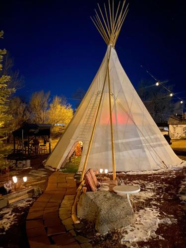Shuga's tipi-style space at night. Photo Credit: Rebekah Schultz.