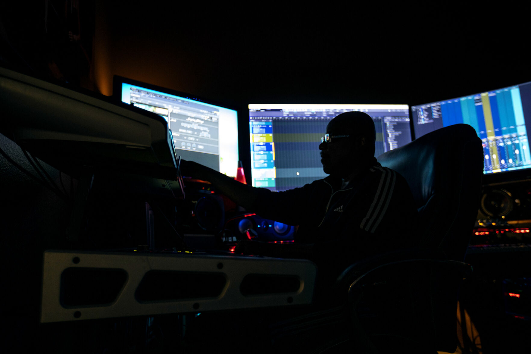 Thomas Dawson plays music on the keyboards in his studio at his home in Colorado Springs. Dawson is the musical director for the legendary Commodores. He is also an accomplished recording engineer, musician, producer and composer, and has worked with acclaimed musicians including Beyonce and Jennifer Lopez. (Chancey Bush, The Gazette)