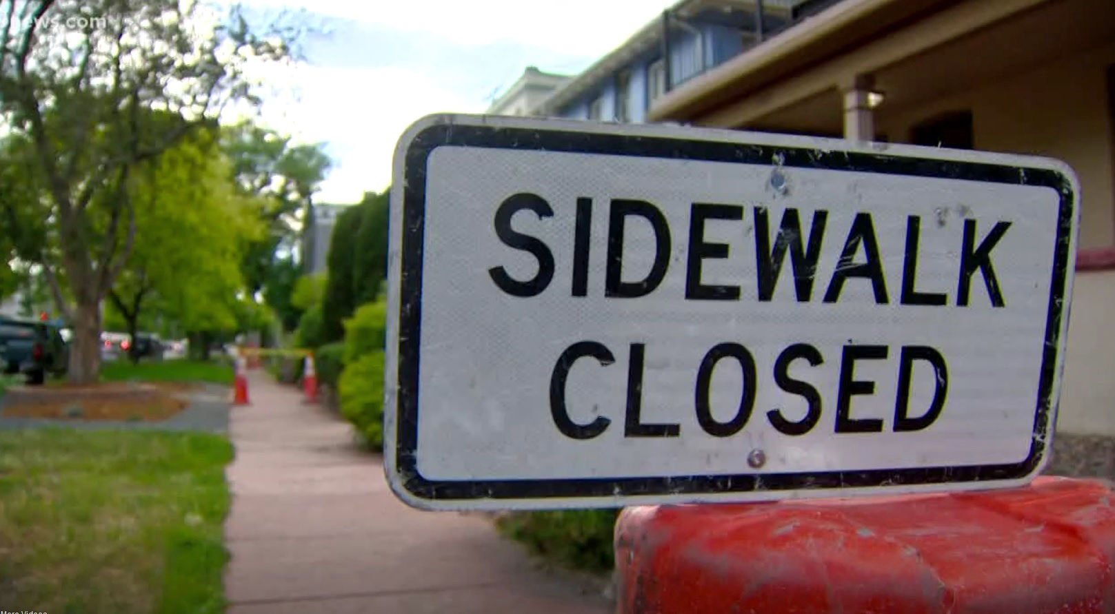 A Denver sidewalk is closed during repairs. (KUSA-9News)