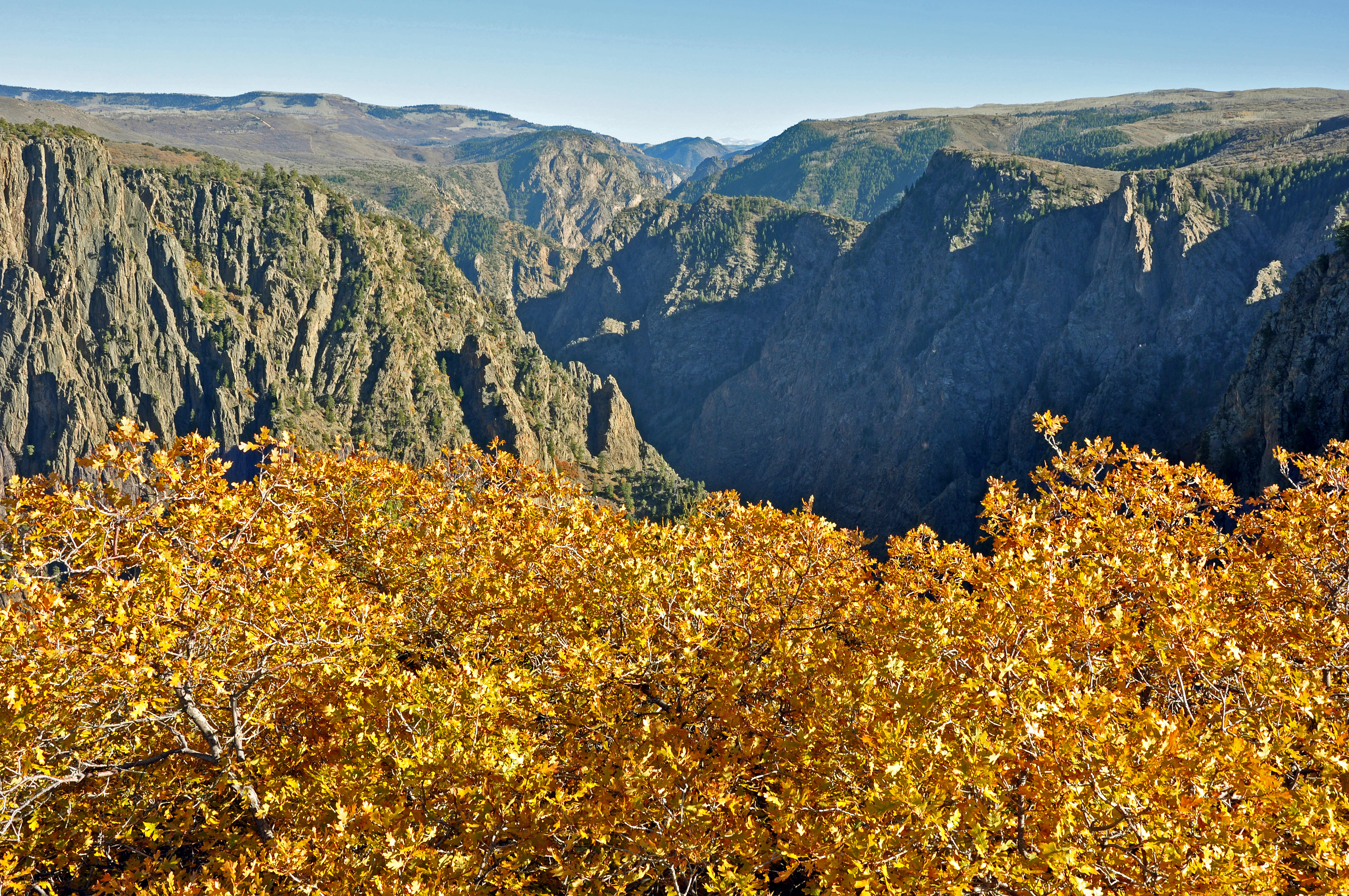 Scenic Drives in Black Canyon of the Gunnison National ParkInside national park boundaries are three scenic drives. The South Rim Drive offers 12 viewpoints that overlook the Black Canyon and the Gunnison River along 7 miles. The “must see” viewpoints are Gunnison Point, Chasm View, Painted Wall and Sunset View.Author’s note: During winter, South Rim Road is closed to vehicles beyond Gunnison Point.Photo Credit: Stewart M. Green. (Stewart M Green)