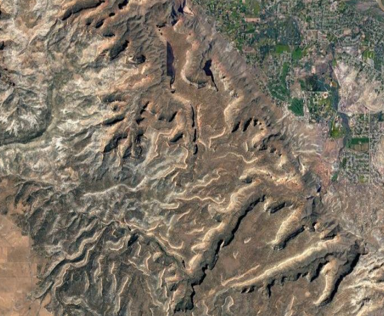 8. Colorado National MonumentA popular canyonlands area, Colorado National Monument is made up of many cliffs and valleys. It's easy to see why this area can be notoriously difficult to navigate when viewed from space.Photo Credit: @2021 Google Maps.