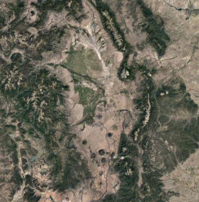 9. The San Luis ValleyOften called the largest alpine valley in the world, the San Luis Valley spans a massive area in southern Colorado, even reaching into New Mexico. For scale, find the Sand Dunes from the previous image near the top of the valley in this picture.Photo Credit: @2021 Google Maps