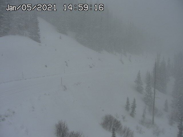 Whiteout conditions seen on Loveland Pass Tuesday. Traffic camera courtesy of CDOT.