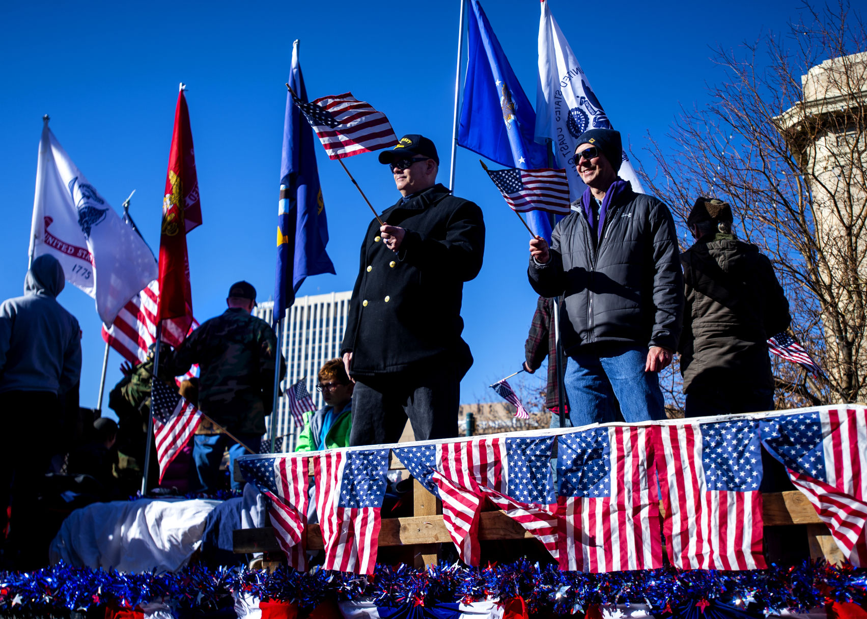 Veterans from each of the six armed service branches are lauded during the annual Veterans Day parade in 2019 downtown Colorado Springs. (The Gazette File)