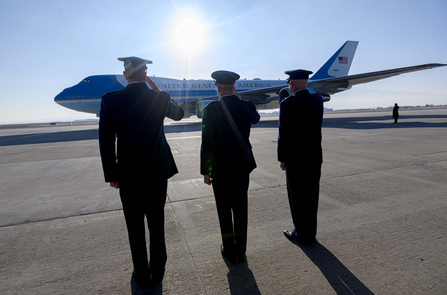 Air Force One with President Donald Trump on board arrives at Peterson Air Force Base in February in Colorado Springs. The president held a rally at The Broadmoor World Arena. (CHRISTIAN MURDOCK, THE GAZETTE)
