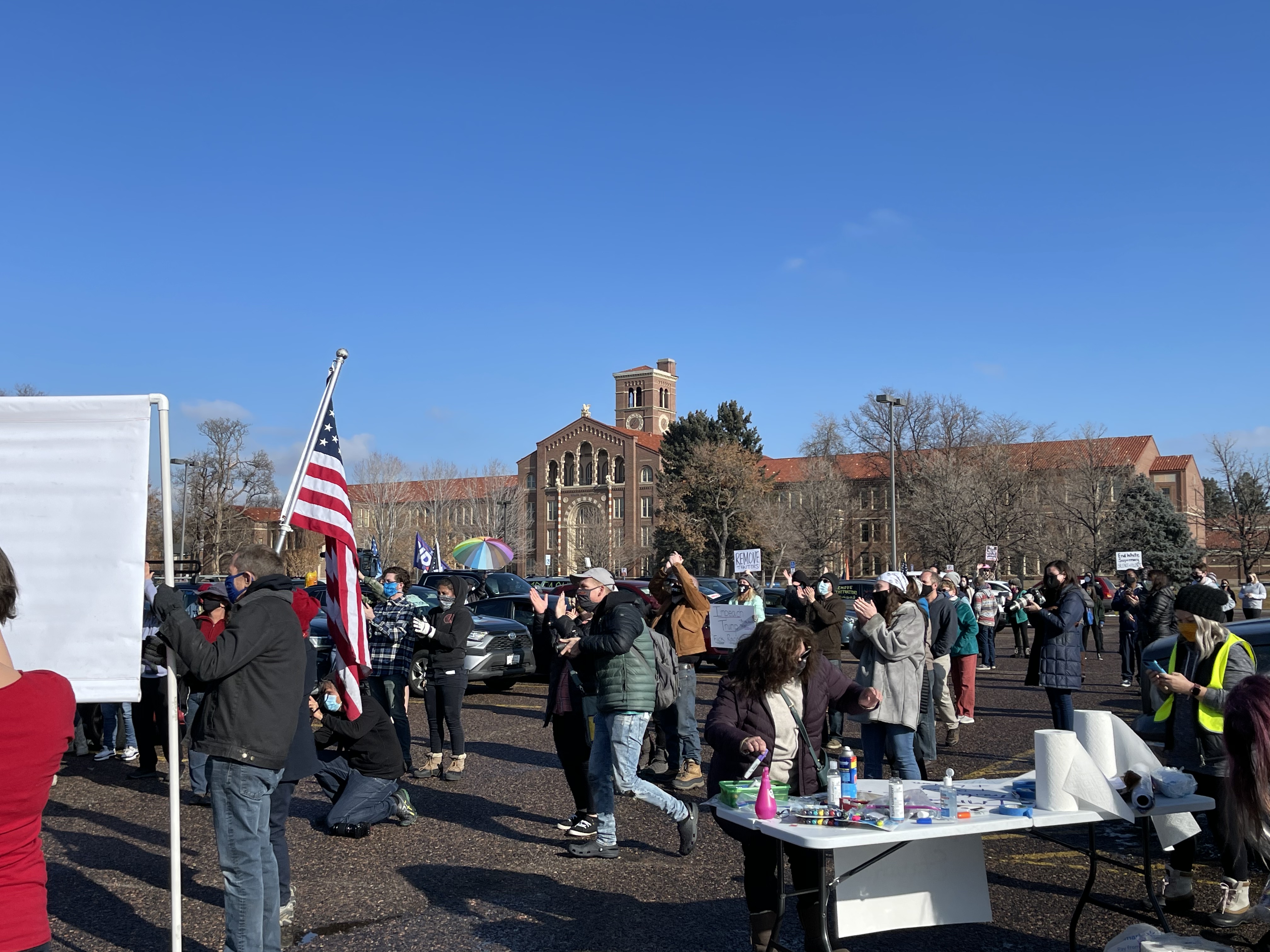 People gathering for the Remove Trump Now car rally prior to its start before noon on Sunday. Many people listened in their cars or virtually. (DavidMullenBreaking News Reporterdavid.mullen@gazette.comhttps://secure.gravatar.com/avatar/349fcb3ec304c9bbf2b50a05578938e7?d=mm&r=g)