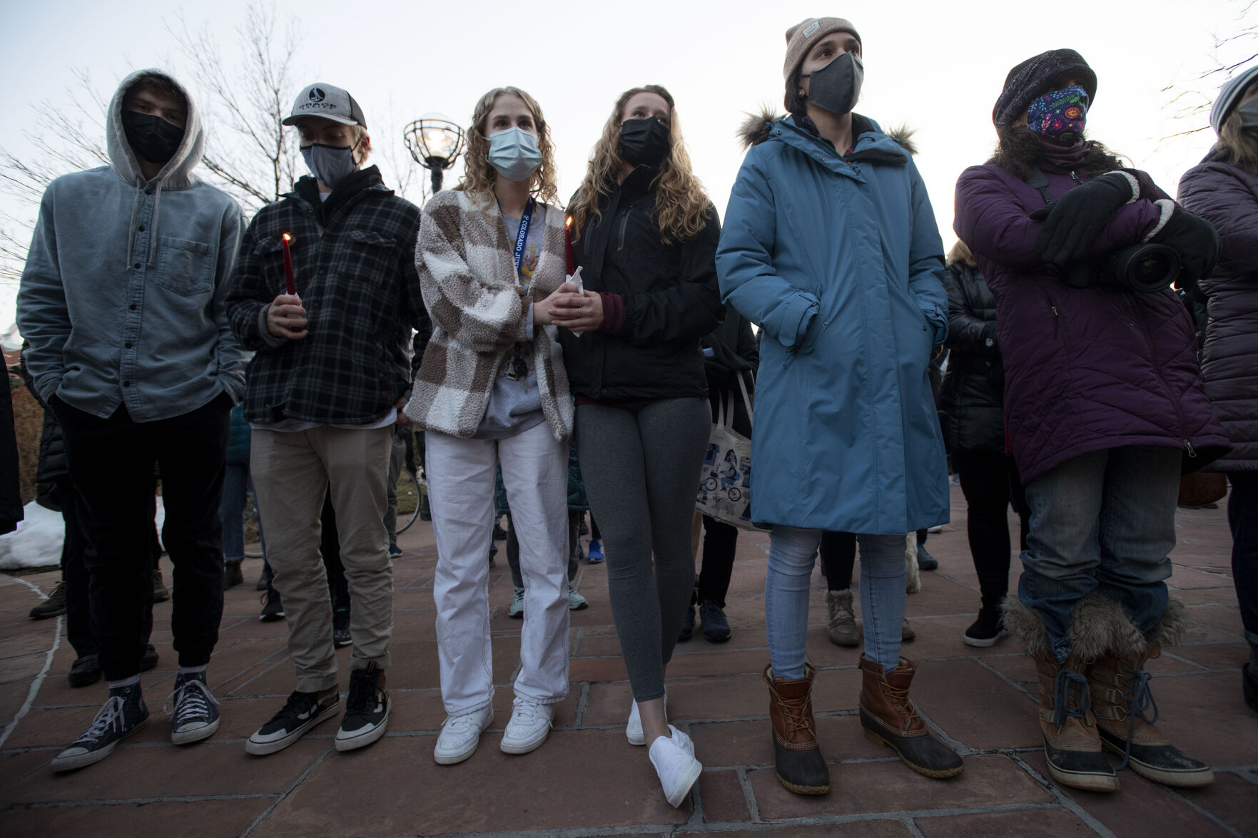 A candlelight vigil to mourn the loss of 10 people including a police officer who were killed in a mass shooting at King Soopers supermarket on Monday, outside the courthouse in Boulder, Colo., on Wednesday, March 24, 2021. (Chancey Bush/ The Gazette) (Chancey Bush)