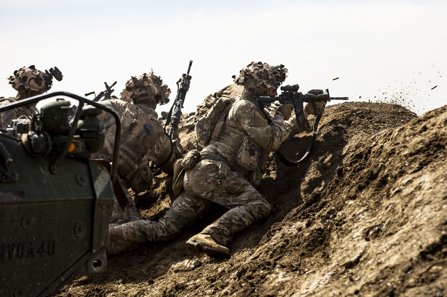 Soldiers with the 1st Brigade Combat Team, 4th Infantry Division, conduct a live-fire training downrange on Fort Carson military base on Wednesday, May 19, 2021. The required training started on May 5th, to prepare soldiers for potential missions they may be called on to support around the globe. The training has been extended to May 27th. (Chancey Bush/ The Gazette) (Chancey Bush/ The Gazette)