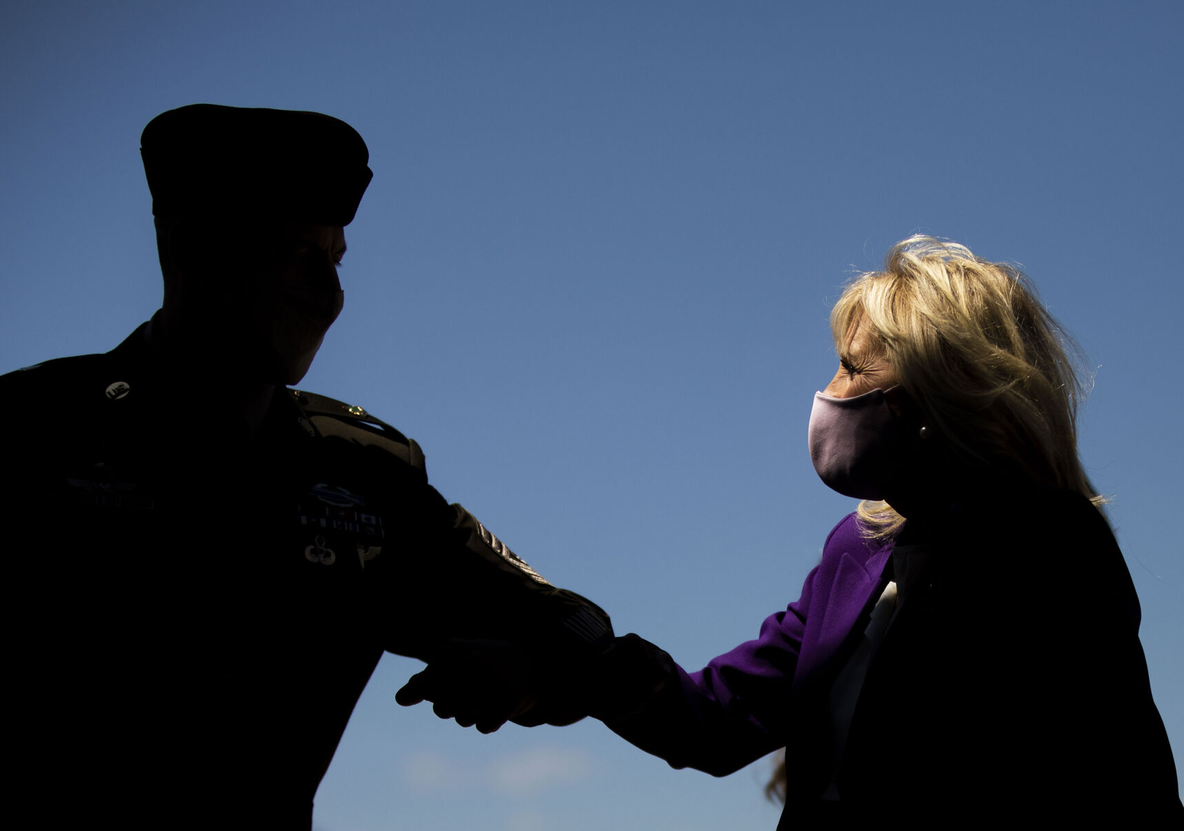 First lady Jill Biden visits arrives at Fort Carson military base south of Colorado Springs, Colo., on Thursday, May 6, 2021, to celebrate military spouses ahead of Military Spouse Appreciation Day this Friday. (Chancey Bush/ The Gazette) (Chancey Bush/ The Gazette)