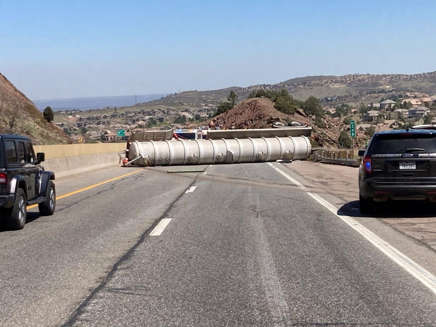 U.S. 285 northbound closed in Morrison due to fatal semi-tanker rollover