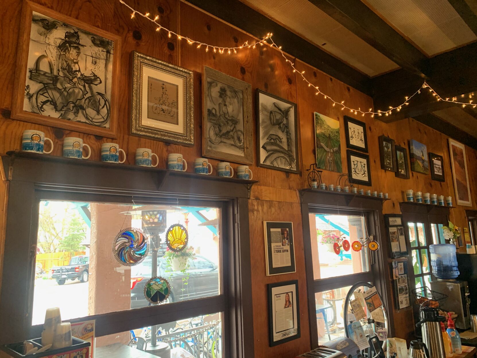 Art rides on 2 bicycle wheels at themed Colorado Springs hotel