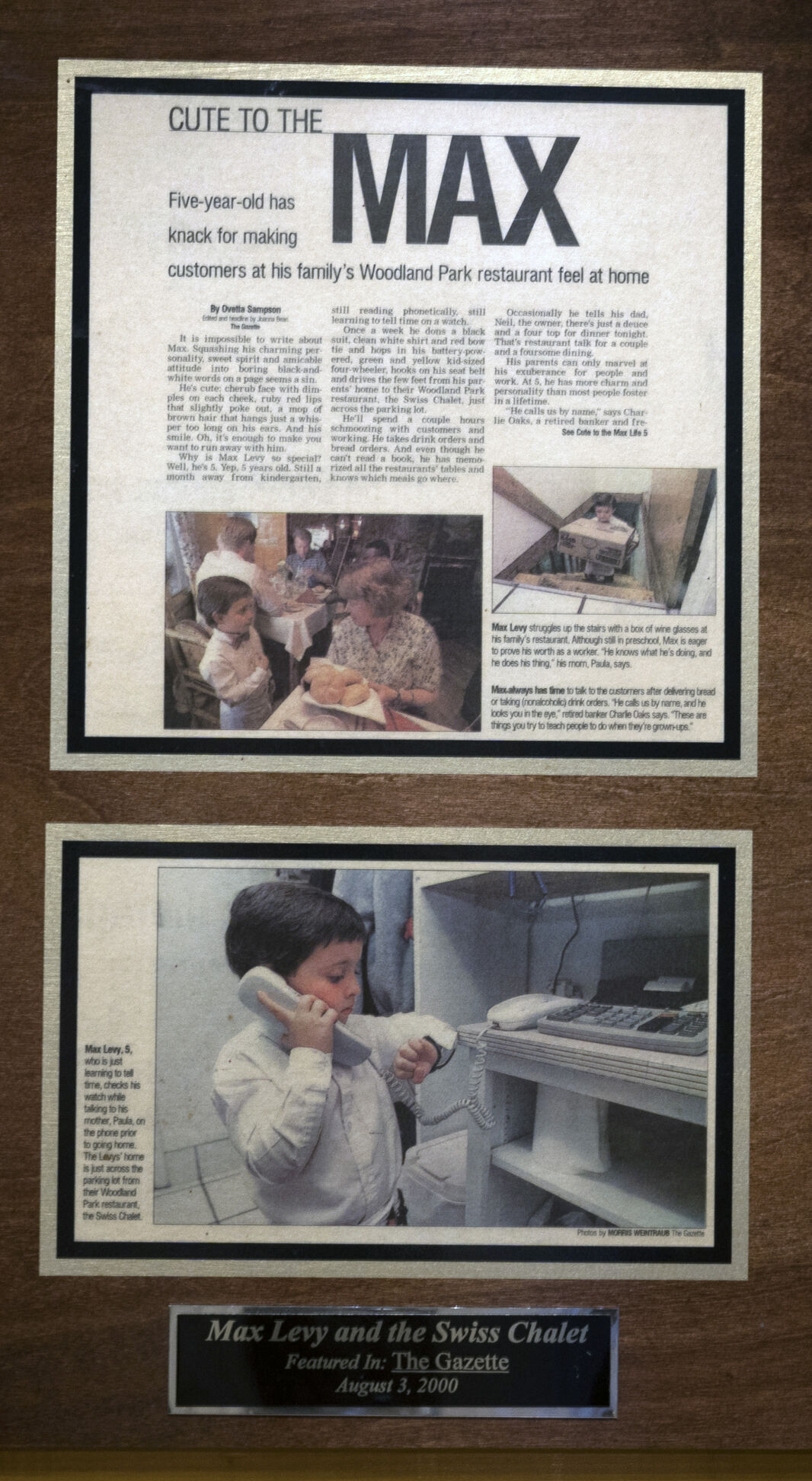 Max Levy has grown up around the restaurant business. The Gazette did a story on Levy when he was 5 years old and “working” at the Swiss Chalet. (Jerilee Bennett/The Gazette)