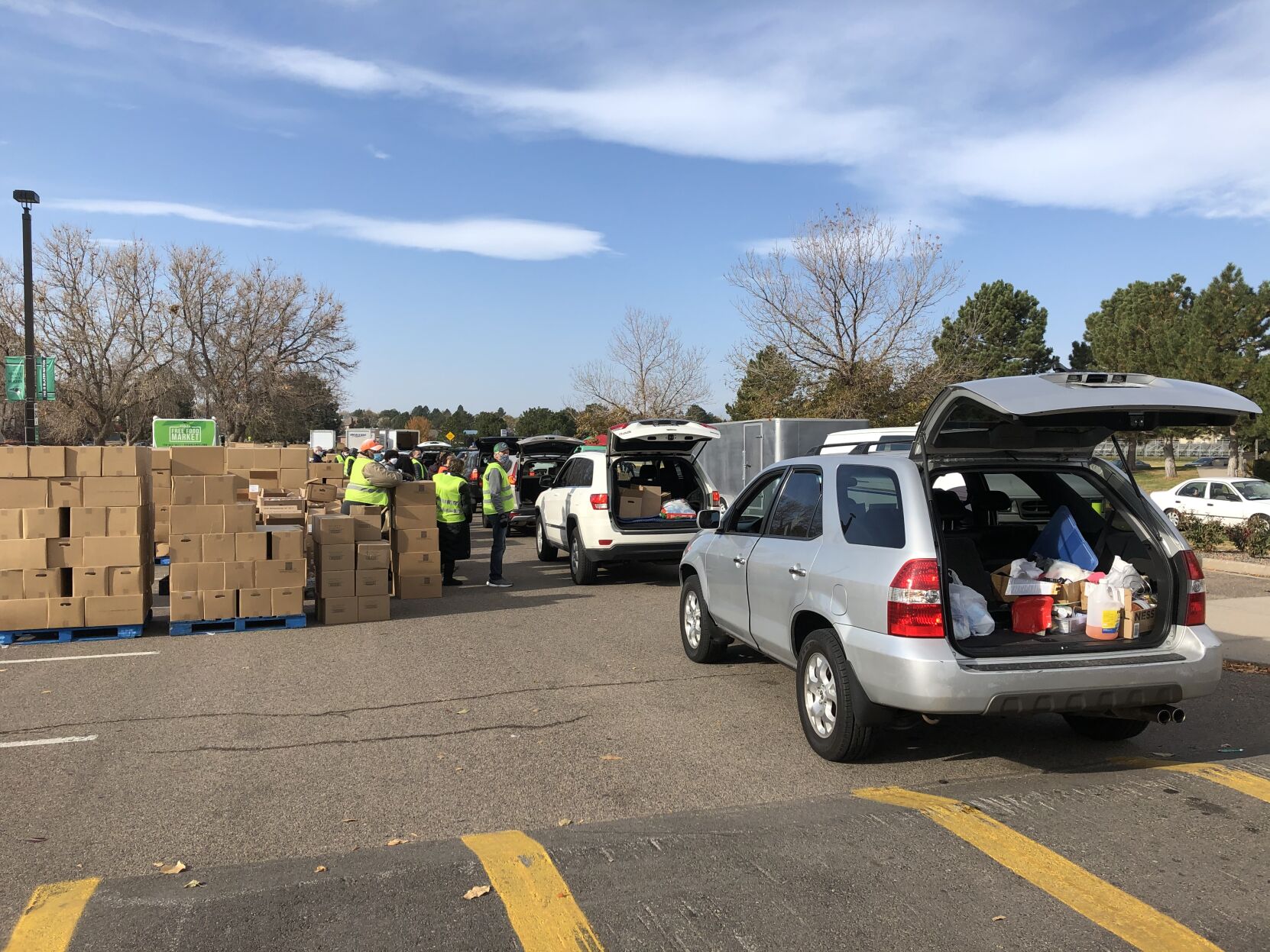 Cars line up to receive resources at an event in 2020 in Aurora. (Courtesy of the City of Aurora)