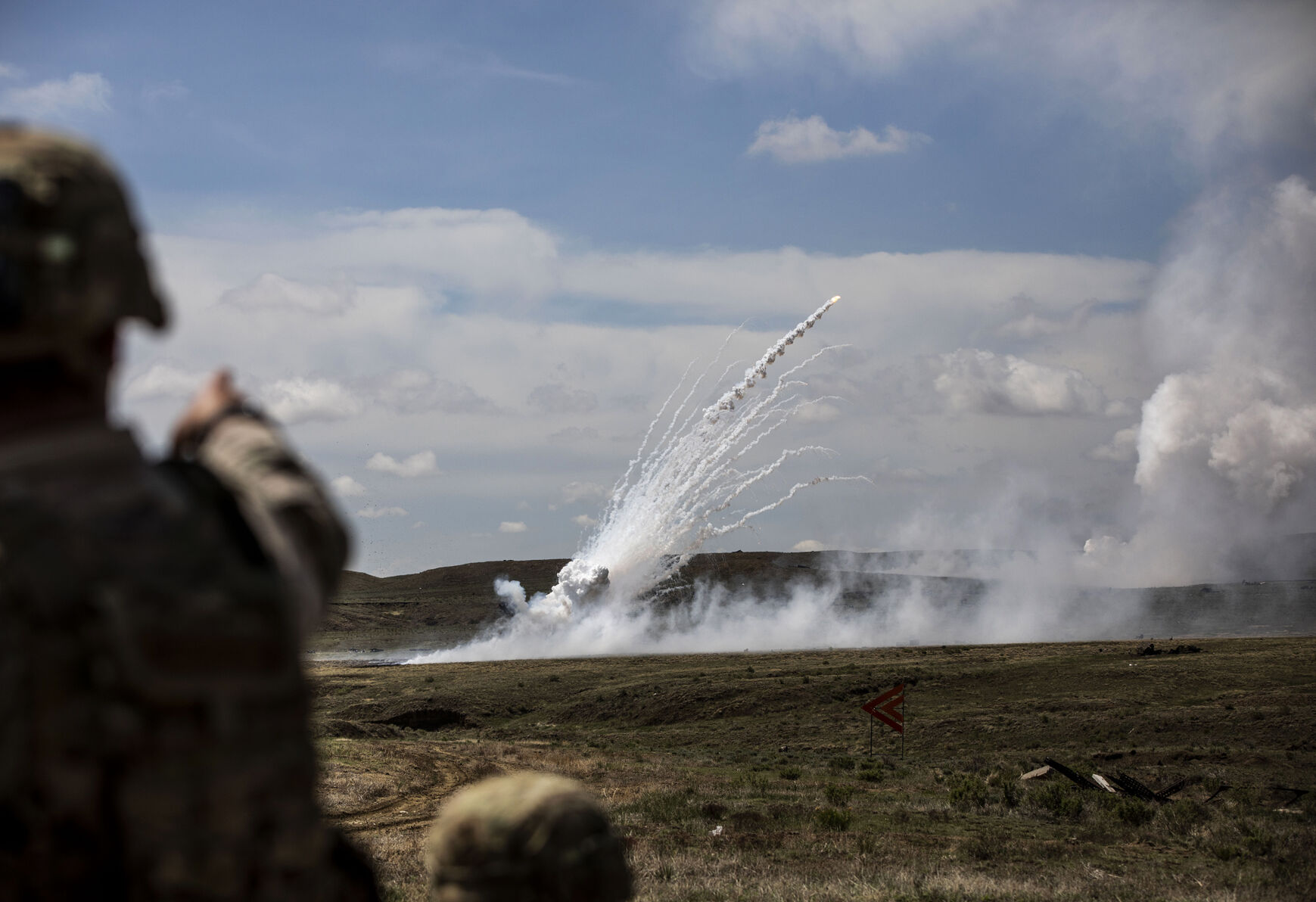 Soldiers with the 1st Brigade Combat Team, 4th Infantry Division, conduct a live-fire training downrange on Fort Carson military base on Wednesday, May 19, 2021. The required training started on May 5th, to prepare soldiers for potential missions they may be called on to support around the globe. The training has been extended to May 27th. (Chancey Bush/ The Gazette) (Chancey Bush/ The Gazette)