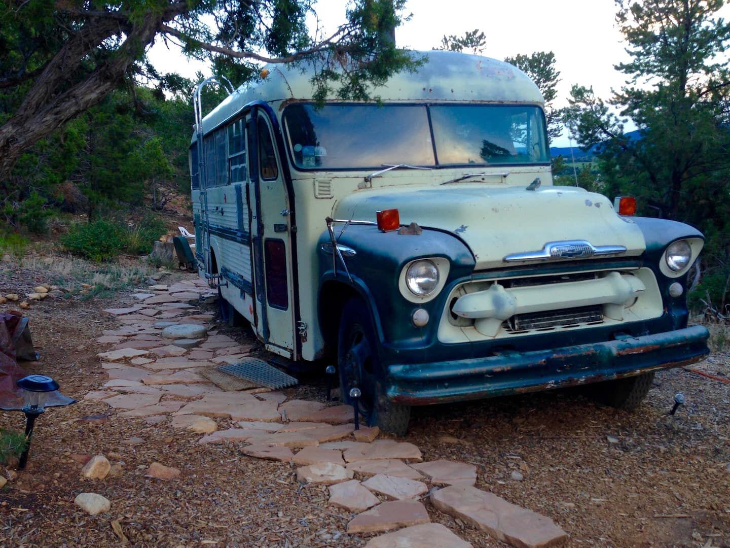 3. Experience the bus life in the mountainsA stargazing adventure awaits in this beautifully renovated 1957 Chevy School Bus, which sits on more than 30 acres of forested land near Mancos. Just about five miles from Mesa Verde National Park, this Airbnb rental sleep up to two. Rates start around $72 a night. More details here. Photo Credit: Sarah Allen