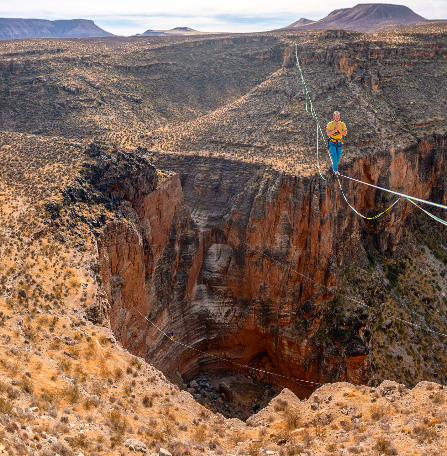 Caleb Beavers of Boulder strikes a pose as he highlines in Utah's canyonlands. Photo courtesy Caleb Beavers