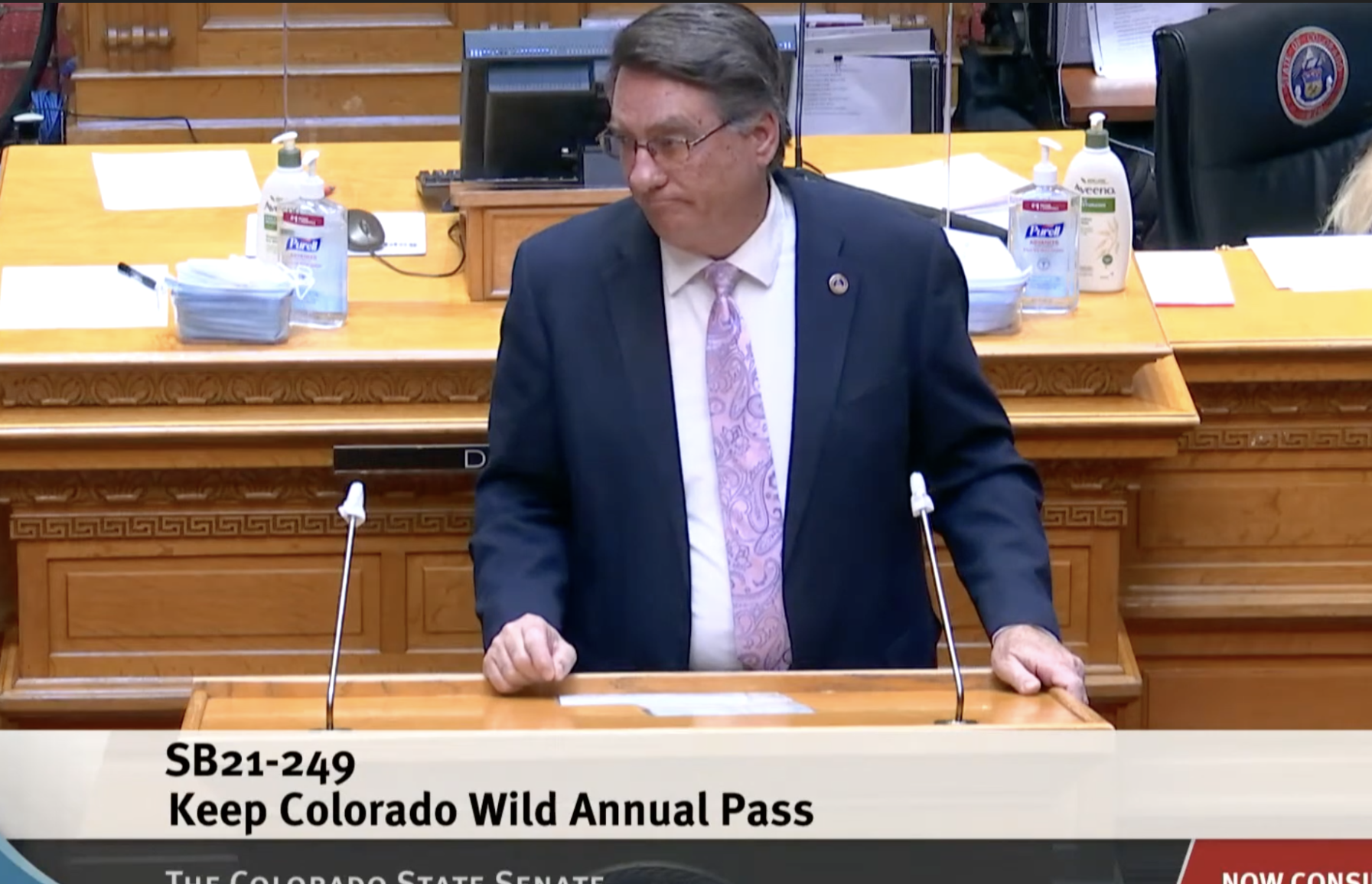 State Sen. Jerry Sonnenberg, R-Sterling, raises questions about the manner of tacking a fee on vehicle registrations to fund parks and recreation in Colorado during a Senate floor debate on May 18, 2021. (JoeyBunchjoey.bunch@coloradopolitics.comhttps://secure.gravatar.com/avatar/66505e98f9e3fed10e6a3b9a1fc4ca22?d=mm&r=g)