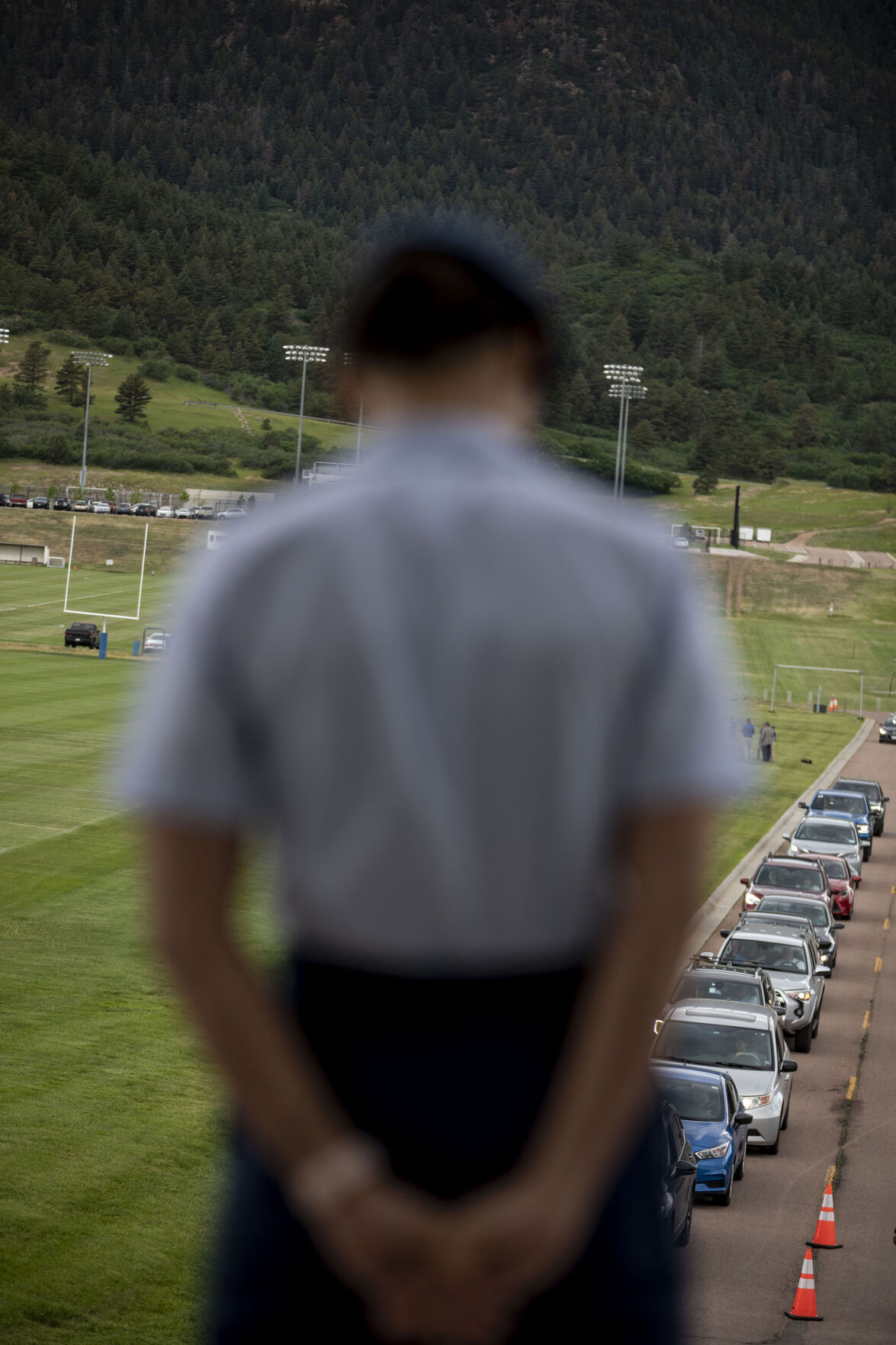 Basic cadets arrive at the Holaday Athletic Center during In-Processing Day at the United States Air Force Academy in Colorado Springs, Colo., on Thursday, June 24, 2021. Over 1,100 incoming freshman will undergo six weeks of basic training before officially becoming cadets.(Chancey Bush/ The Gazette) (Chancey Bush/ The Gazette)