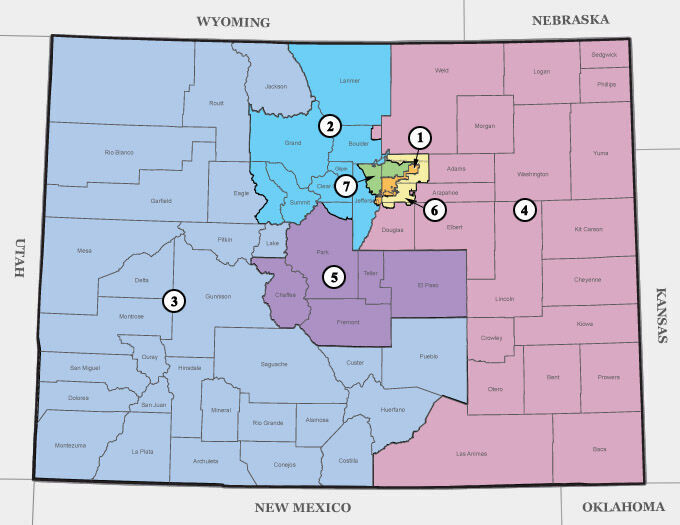 The district map for Colorado in 2021.