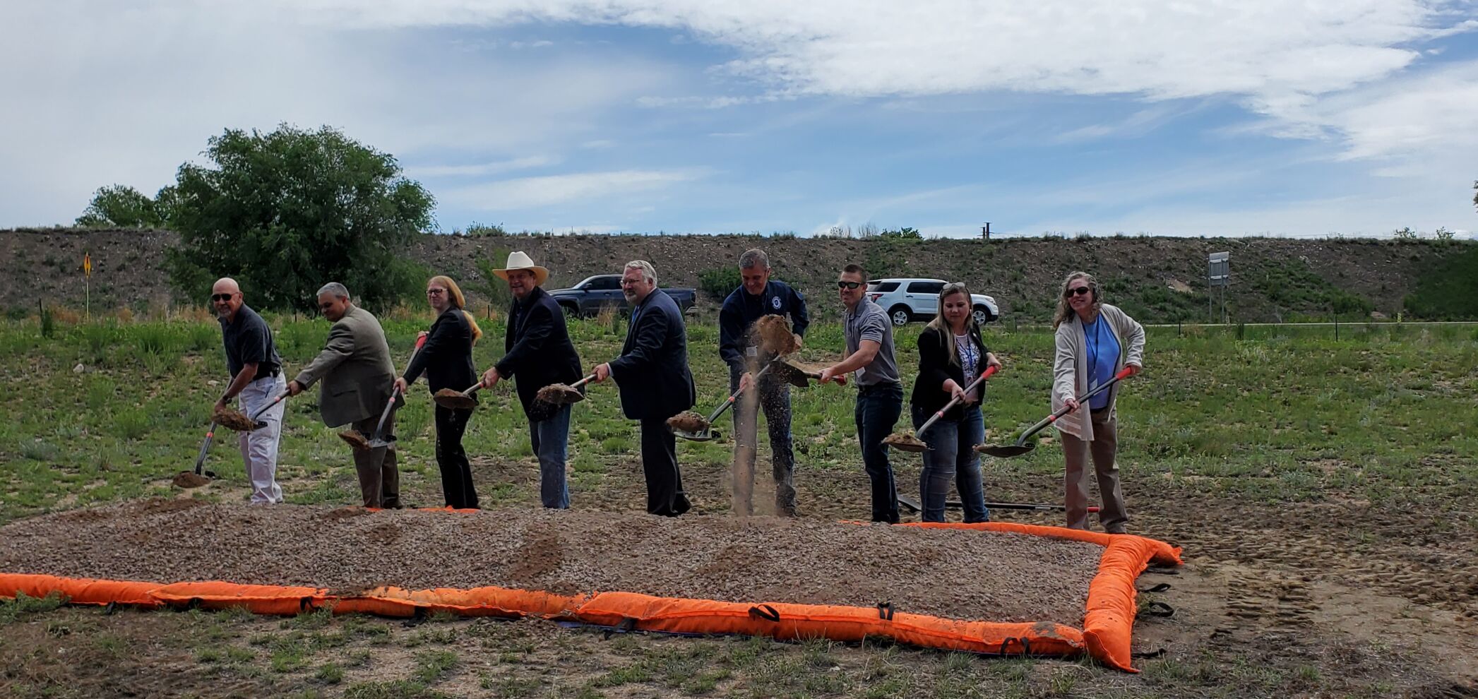 Officials from El Paso County and Fort Carson break ground Wednesday, June 2, 2021, on a $159 million Military Access, Mobility and Safety Improvement Project expected to improve safety and access to military facilities in the Colorado Springs area. (Breeanna Jent, The Gazette)