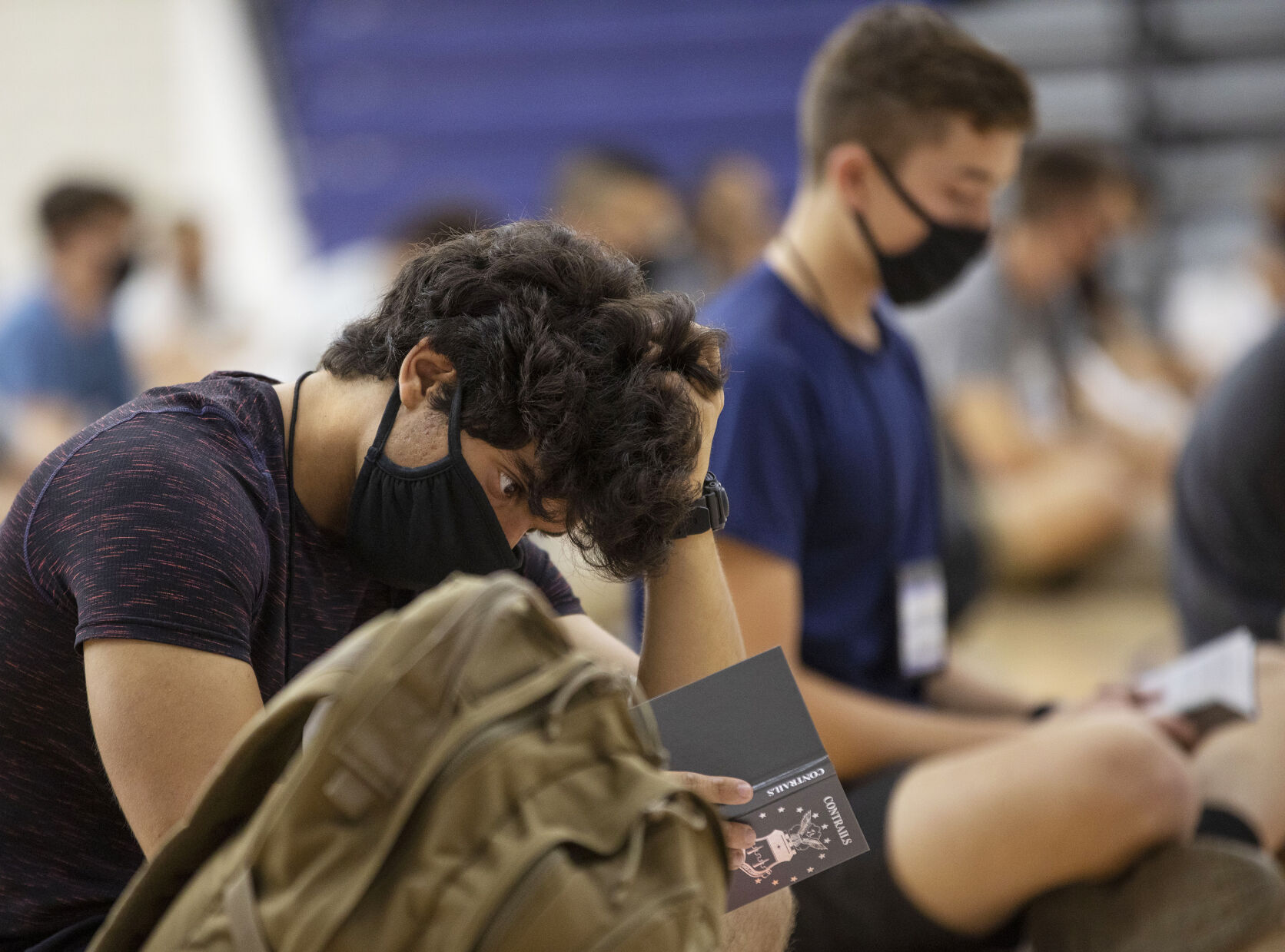 Basic cadets wait to take their oath during In-Processing Day at the United States Air Force Academy in Colorado Springs, Colo., on Thursday, June 24, 2021. Over 1,100 incoming freshman will undergo six weeks of basic training before officially becoming cadets.(Chancey Bush/ The Gazette) (Chancey Bush/ The Gazette)