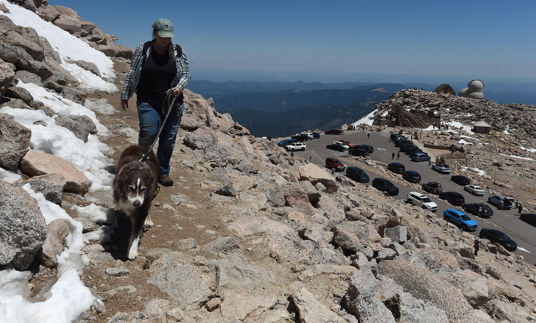 A trail takes hikers to the summit of Mt. Evans on Wednesday, June 9, 2021. Last Summer the highway to the summit of Mt. Evans was closed to motorized vehicles due to Covid concerns. The road is back open this summer, but paid reservations must be made ahead of time online at recreation.gov. (Photo by Jerilee Bennett, The Gazette) (Photo by Jerilee Bennett, The Gazette) (JERILEE BENNETT)
