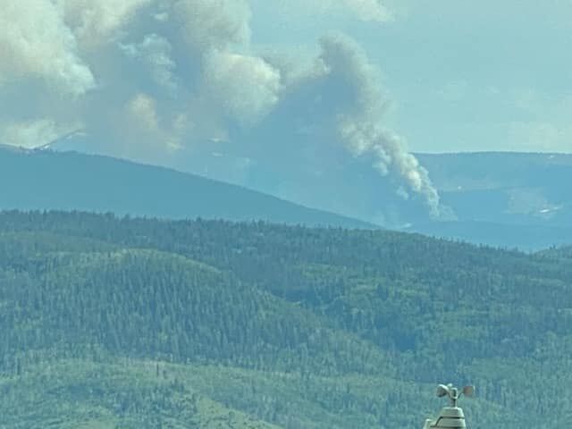Smoke is visible on Sunday, June 20, 2021 after a wildfire sparked near Sylvan Lake State Park in Eagle County, Colo. (Photo courtesy of Eagle Valley Wildland)